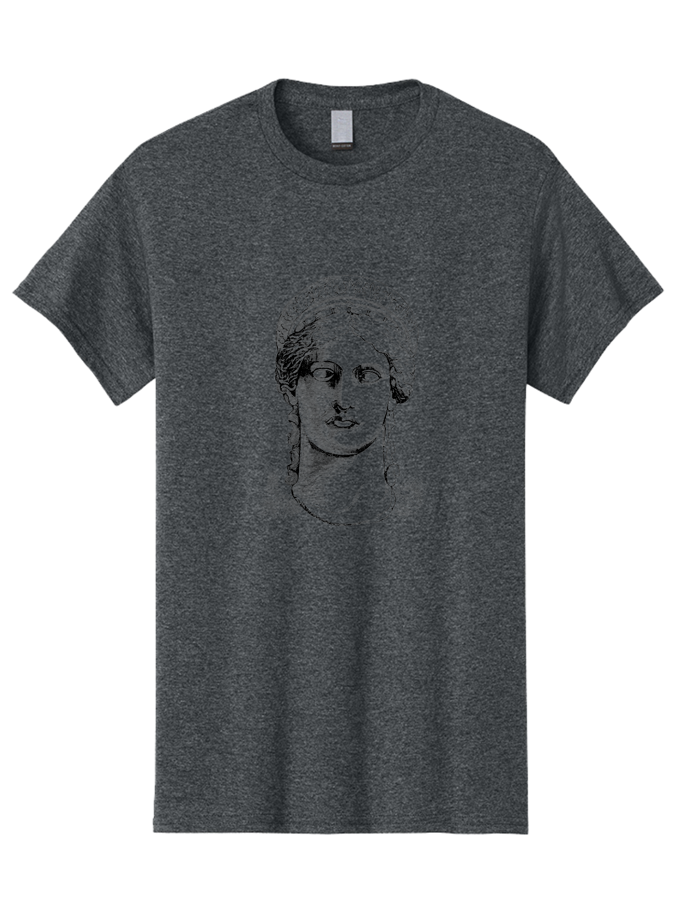 Woman-Portrait Men'S Graphic Tee, 100% Cotton, Comfortable Casual Summer Wear, Machine Washable, Classical Art, Ancient Greek Mythology, Marble Bust, Goddess Statue, Serene Face, Elegant Portrait, Intricate Details, Classical Beauty, - Aaa575