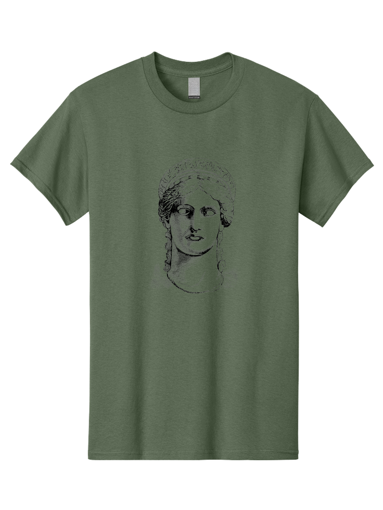 Woman-Portrait Men'S Graphic Tee, 100% Cotton, Comfortable Casual Summer Wear, Machine Washable, Classical Art, Ancient Greek Mythology, Marble Bust, Goddess Statue, Serene Face, Elegant Portrait, Intricate Details, Classical Beauty, - Aaa575