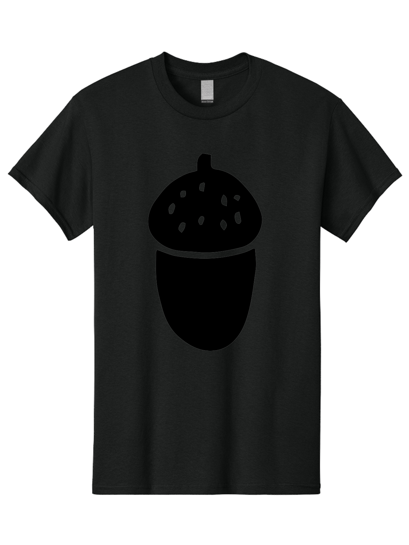 Acorn-Silhouette Men'S Graphic Tee, 100% Cotton, Comfortable Casual Summer Wear, Machine Washable, Acorn Silhouette, Oak Tree Symbol, Forest Icon, Nature Emblem, Autumn Motif, Wildlife Sign, Black Acorn - Aaa578