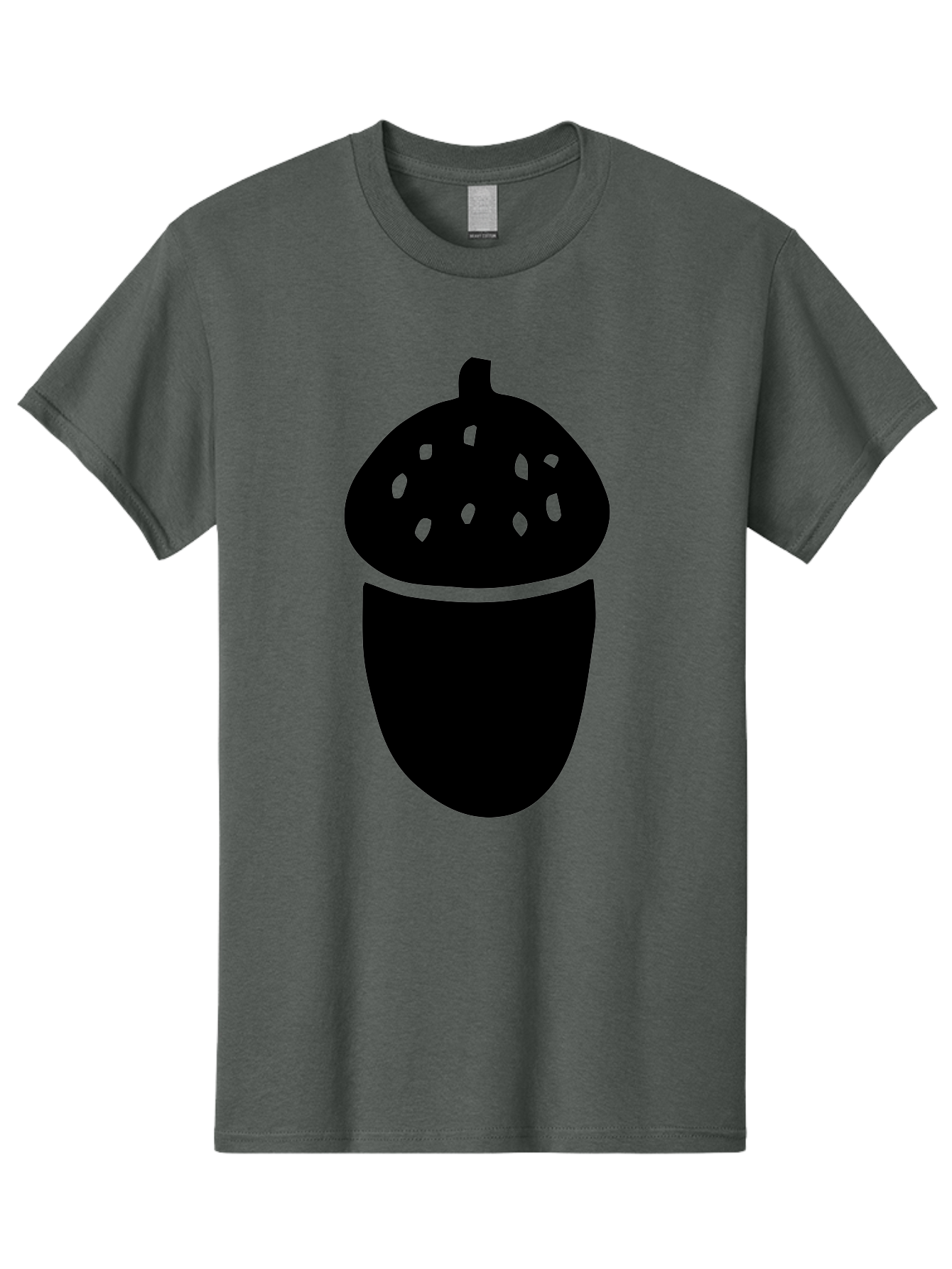Acorn-Silhouette Men'S Graphic Tee, 100% Cotton, Comfortable Casual Summer Wear, Machine Washable, Acorn Silhouette, Oak Tree Symbol, Forest Icon, Nature Emblem, Autumn Motif, Wildlife Sign, Black Acorn - Aaa578