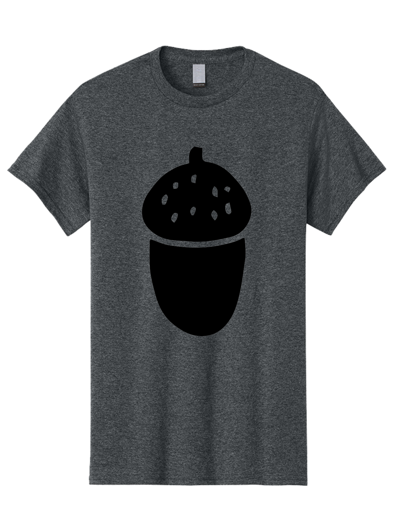 Acorn-Silhouette Men'S Graphic Tee, 100% Cotton, Comfortable Casual Summer Wear, Machine Washable, Acorn Silhouette, Oak Tree Symbol, Forest Icon, Nature Emblem, Autumn Motif, Wildlife Sign, Black Acorn - Aaa578