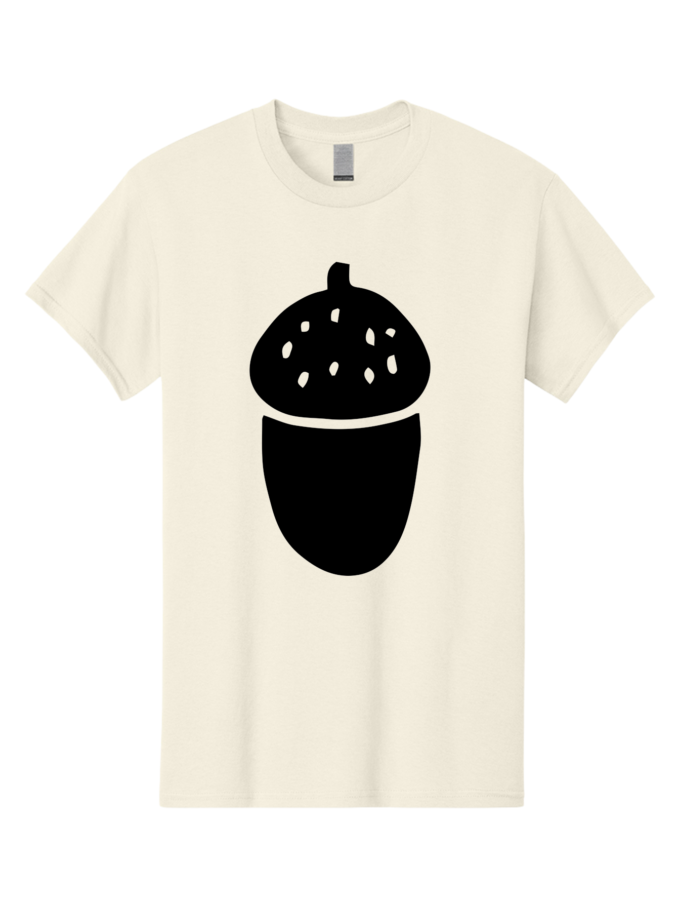 Acorn-Silhouette Men'S Graphic Tee, 100% Cotton, Comfortable Casual Summer Wear, Machine Washable, Acorn Silhouette, Oak Tree Symbol, Forest Icon, Nature Emblem, Autumn Motif, Wildlife Sign, Black Acorn - Aaa578