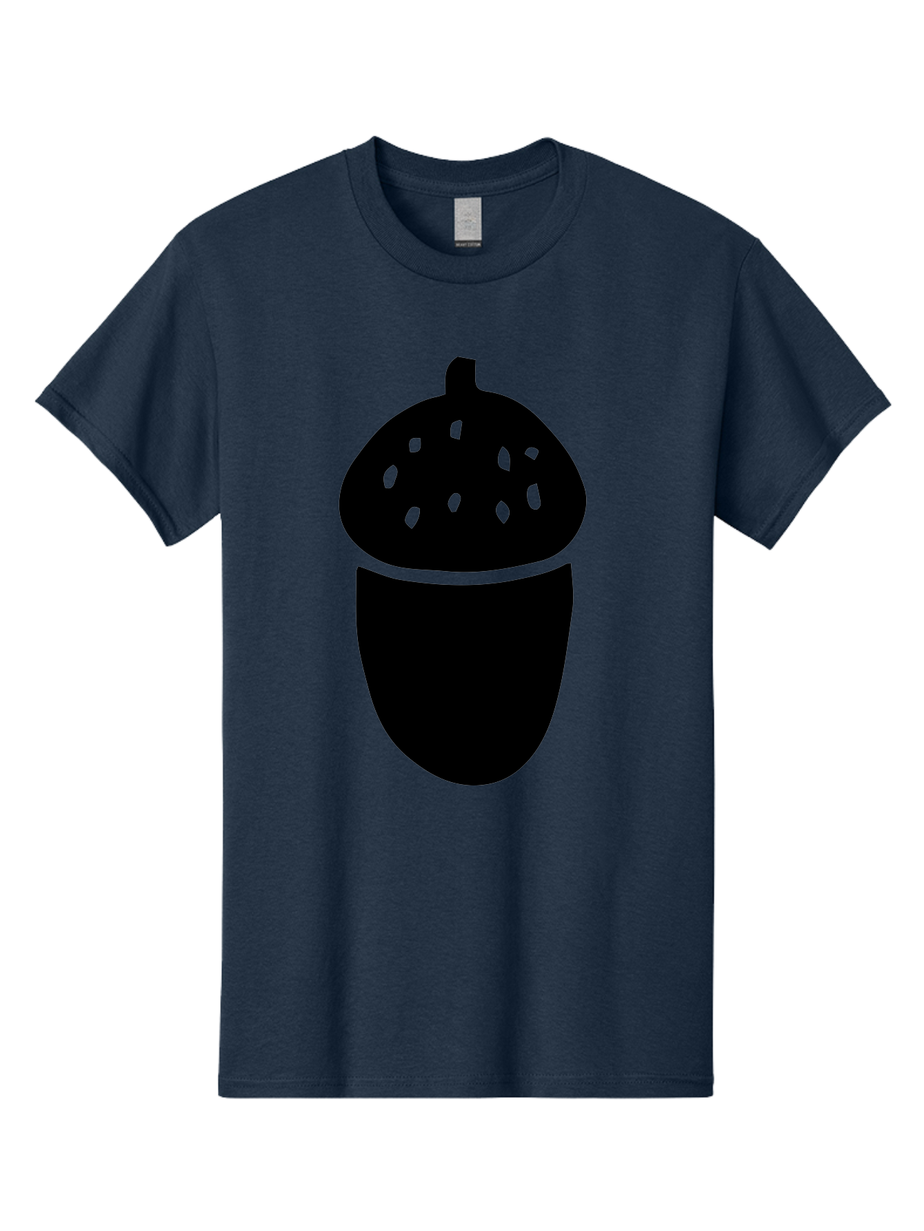 Acorn-Silhouette Men'S Graphic Tee, 100% Cotton, Comfortable Casual Summer Wear, Machine Washable, Acorn Silhouette, Oak Tree Symbol, Forest Icon, Nature Emblem, Autumn Motif, Wildlife Sign, Black Acorn - Aaa578