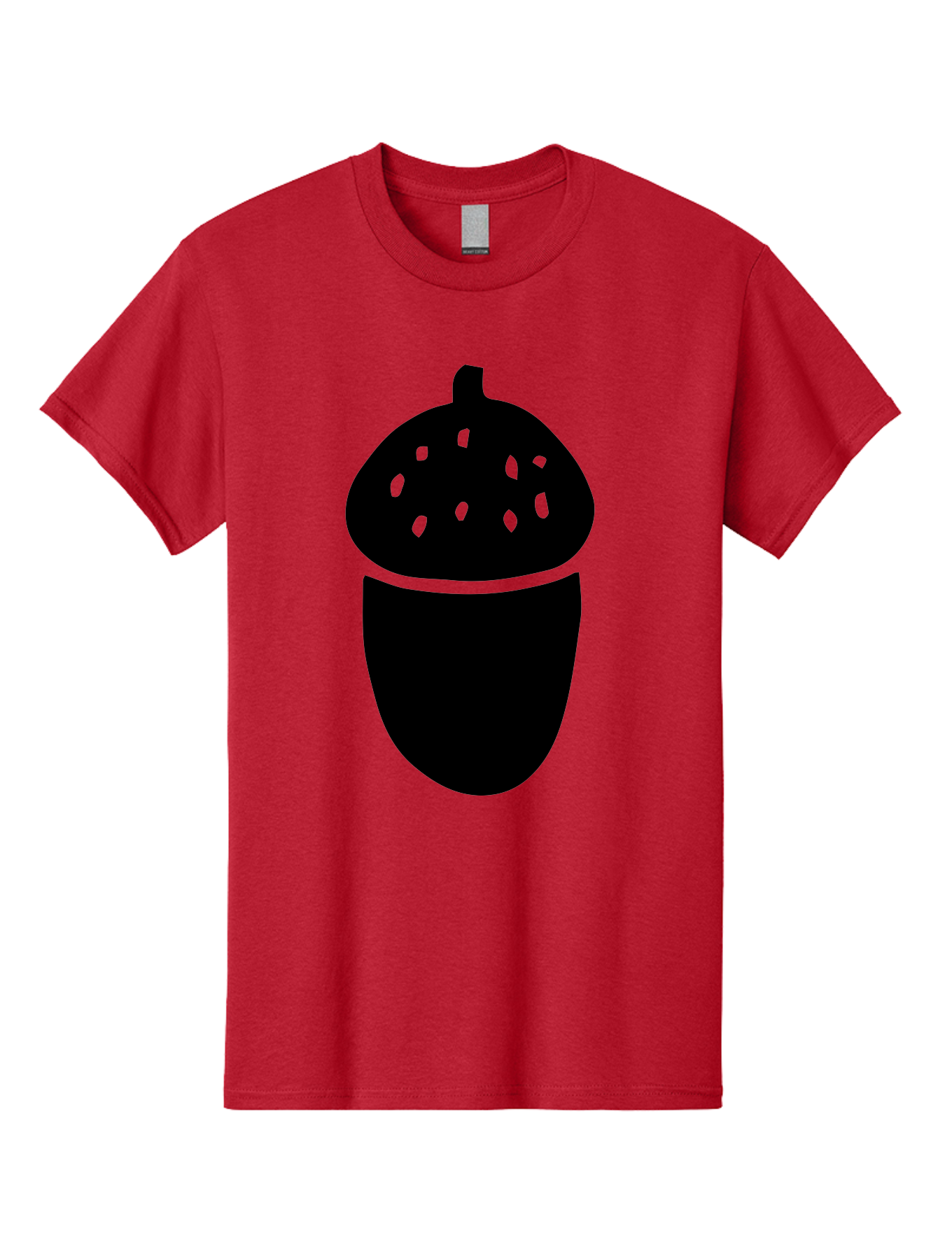 Acorn-Silhouette Men'S Graphic Tee, 100% Cotton, Comfortable Casual Summer Wear, Machine Washable, Acorn Silhouette, Oak Tree Symbol, Forest Icon, Nature Emblem, Autumn Motif, Wildlife Sign, Black Acorn - Aaa578