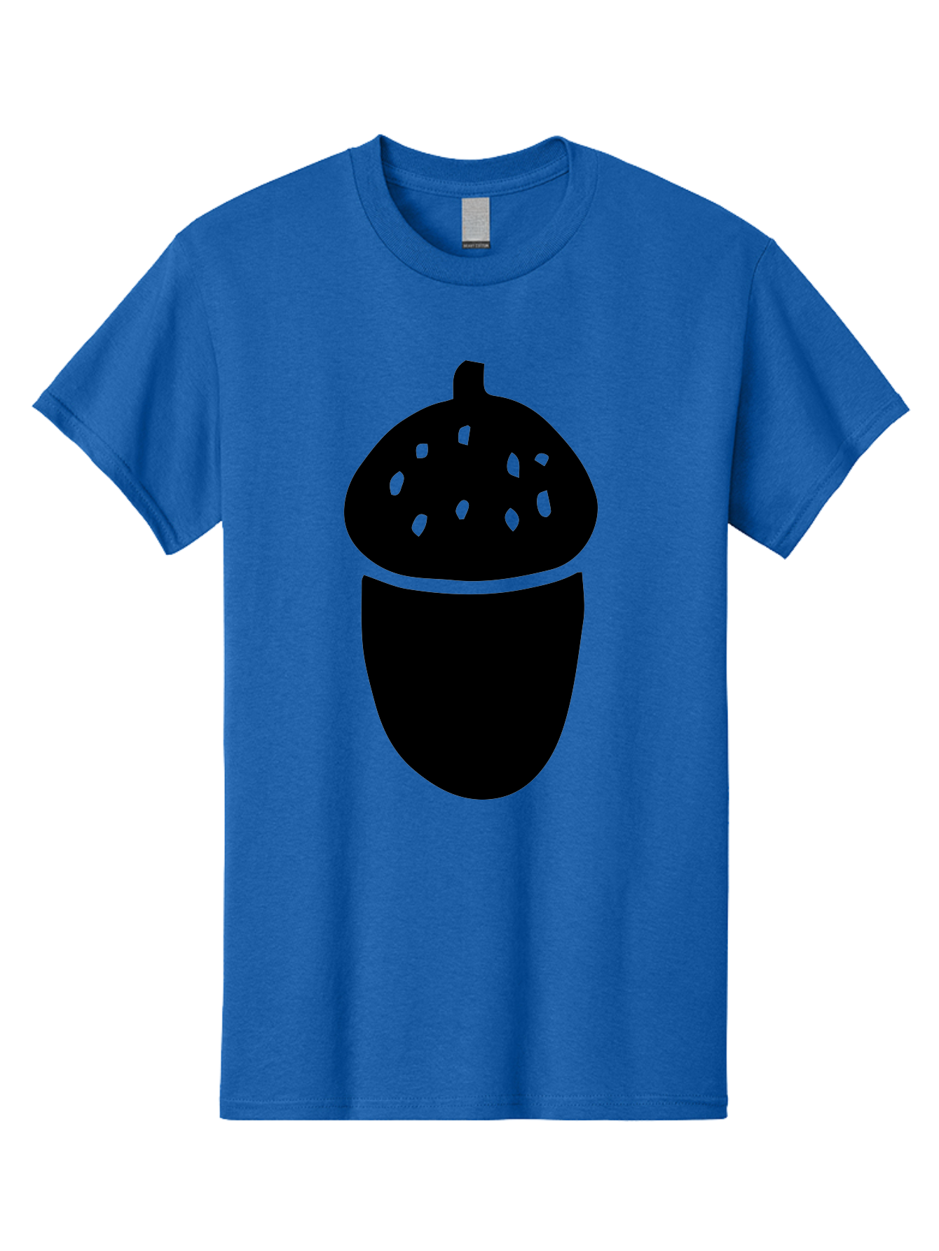 Acorn-Silhouette Men'S Graphic Tee, 100% Cotton, Comfortable Casual Summer Wear, Machine Washable, Acorn Silhouette, Oak Tree Symbol, Forest Icon, Nature Emblem, Autumn Motif, Wildlife Sign, Black Acorn - Aaa578