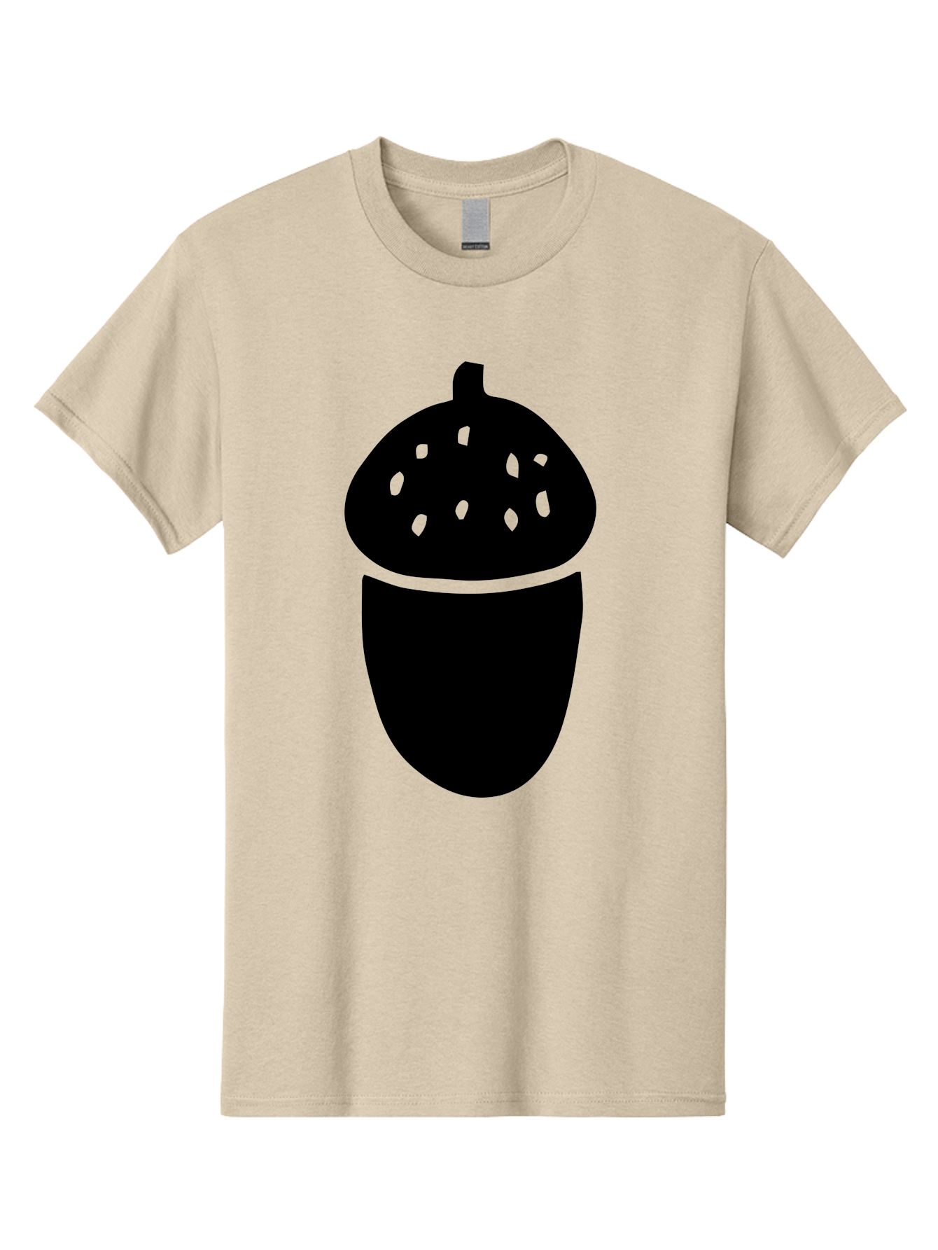 Acorn-Silhouette Men'S Graphic Tee, 100% Cotton, Comfortable Casual Summer Wear, Machine Washable, Acorn Silhouette, Oak Tree Symbol, Forest Icon, Nature Emblem, Autumn Motif, Wildlife Sign, Black Acorn - Aaa578
