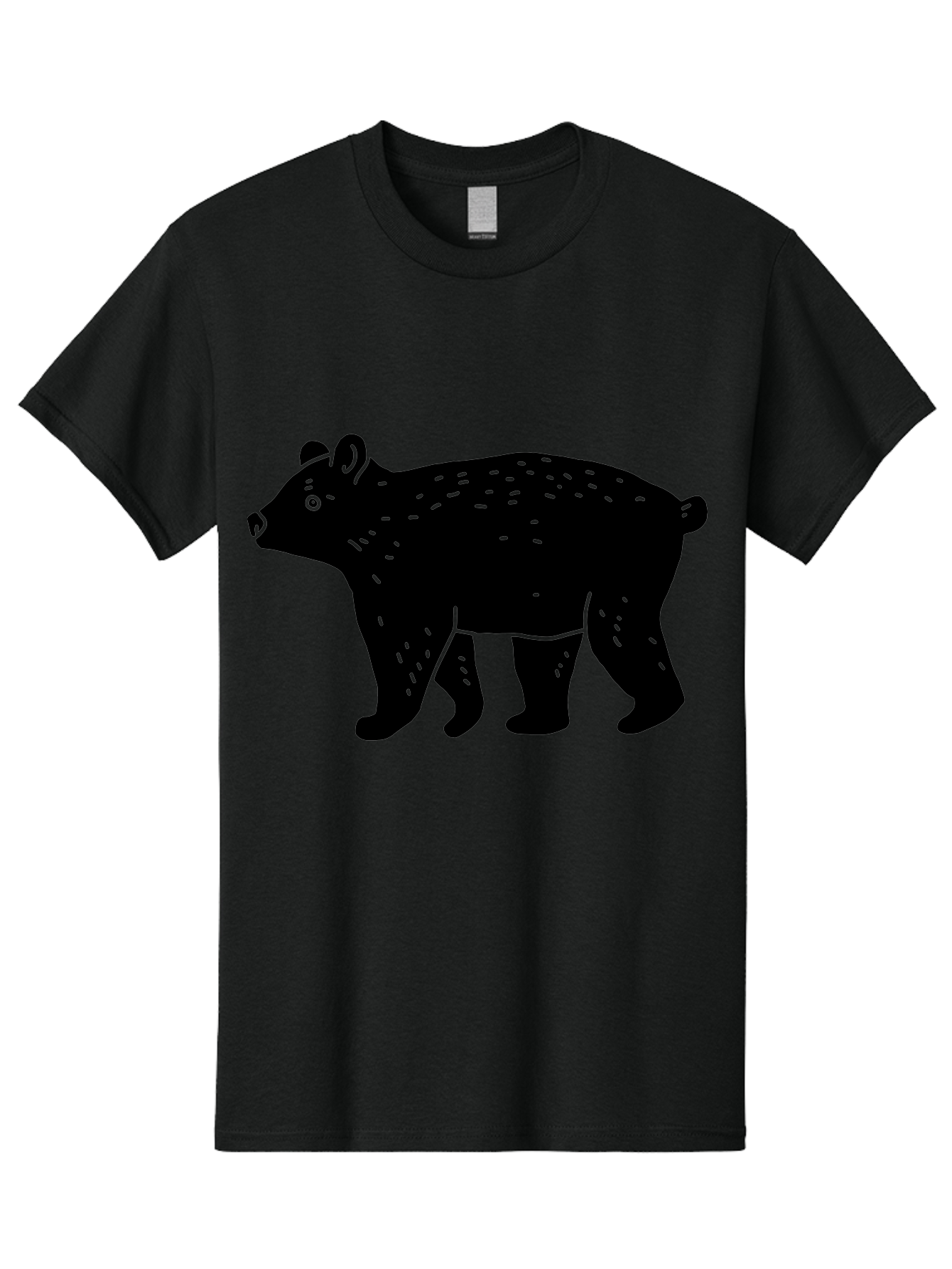 Bear Men'S Graphic Tee, 100% Cotton, Comfortable Casual Summer Wear, Machine Washable, Black Bear, Wildlife Animal, Forest Creature, Wild Beast, Mammal, Illustration, Simple Design, Minimalist Art - Aaa581