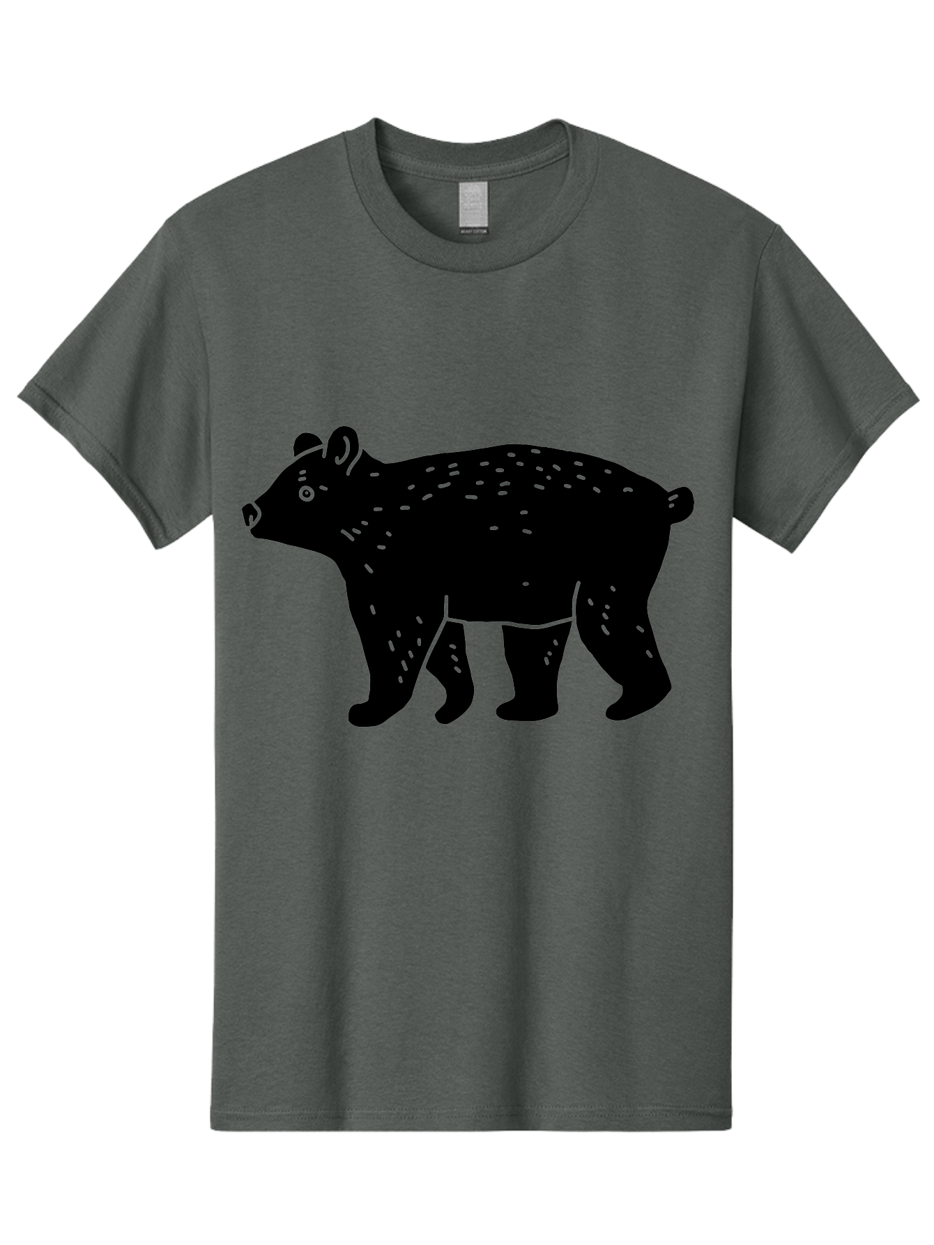 Bear Men'S Graphic Tee, 100% Cotton, Comfortable Casual Summer Wear, Machine Washable, Black Bear, Wildlife Animal, Forest Creature, Wild Beast, Mammal, Illustration, Simple Design, Minimalist Art - Aaa581