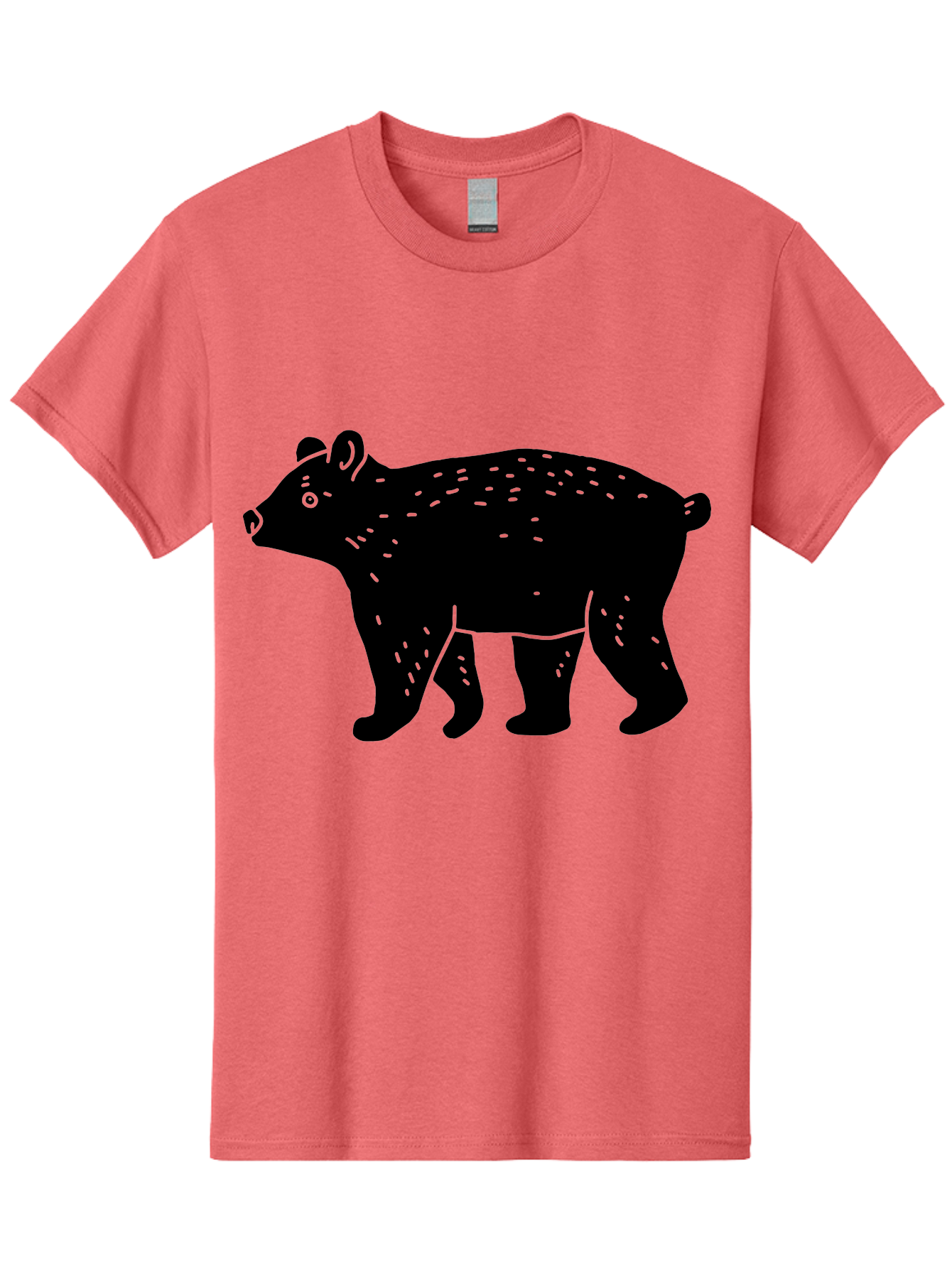 Bear Men'S Graphic Tee, 100% Cotton, Comfortable Casual Summer Wear, Machine Washable, Black Bear, Wildlife Animal, Forest Creature, Wild Beast, Mammal, Illustration, Simple Design, Minimalist Art - Aaa581