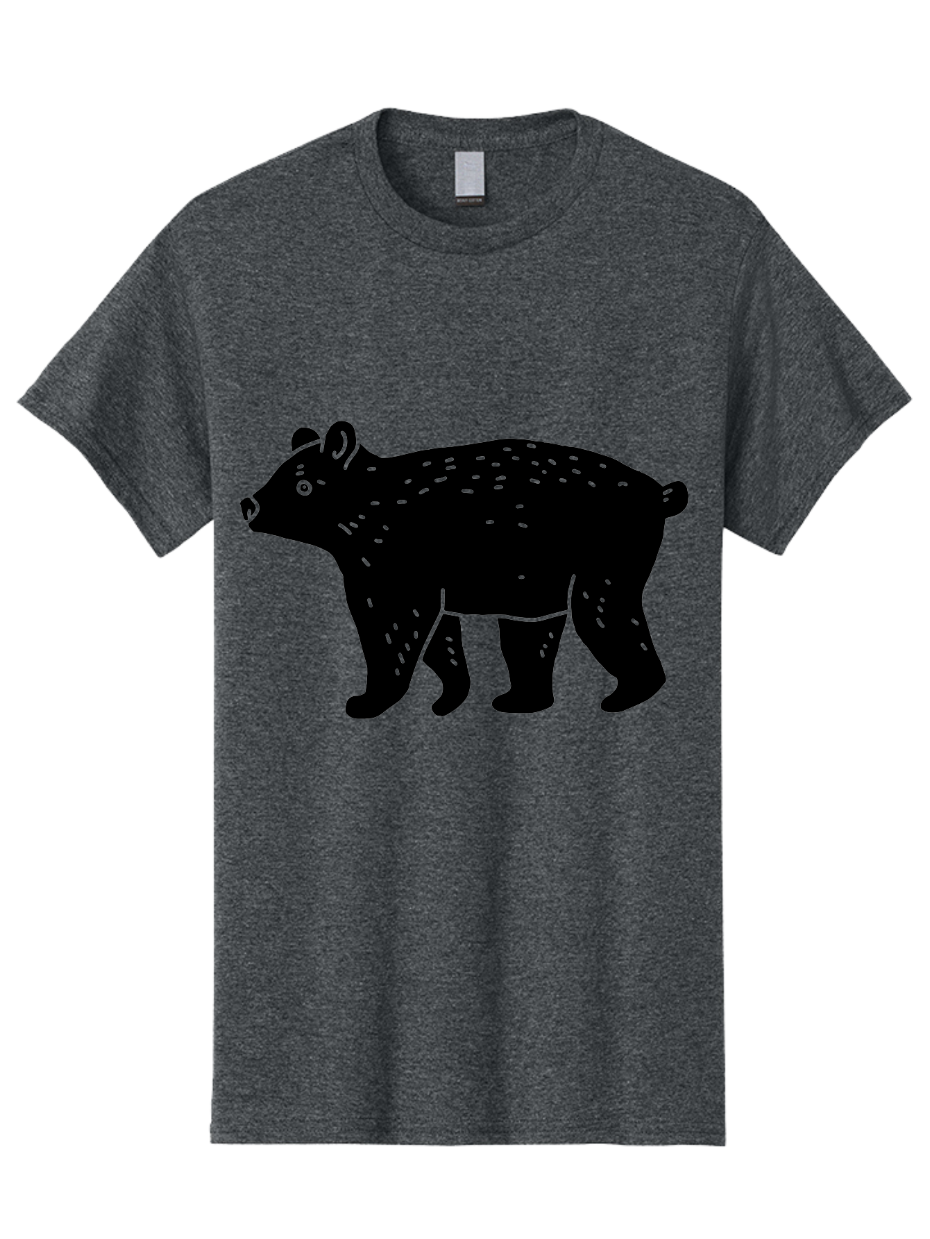 Bear Men'S Graphic Tee, 100% Cotton, Comfortable Casual Summer Wear, Machine Washable, Black Bear, Wildlife Animal, Forest Creature, Wild Beast, Mammal, Illustration, Simple Design, Minimalist Art - Aaa581