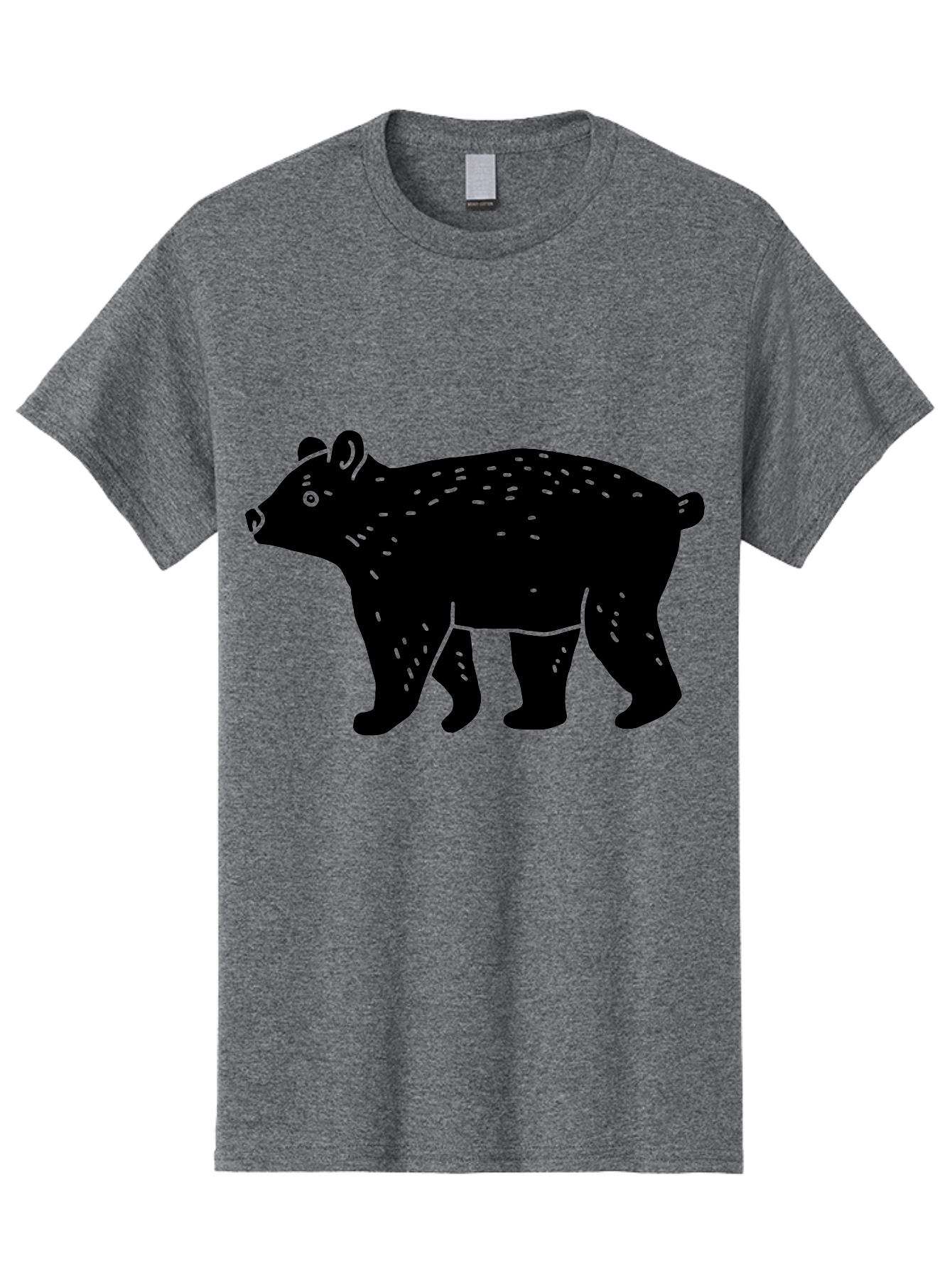 Bear Men'S Graphic Tee, 100% Cotton, Comfortable Casual Summer Wear, Machine Washable, Black Bear, Wildlife Animal, Forest Creature, Wild Beast, Mammal, Illustration, Simple Design, Minimalist Art - Aaa581