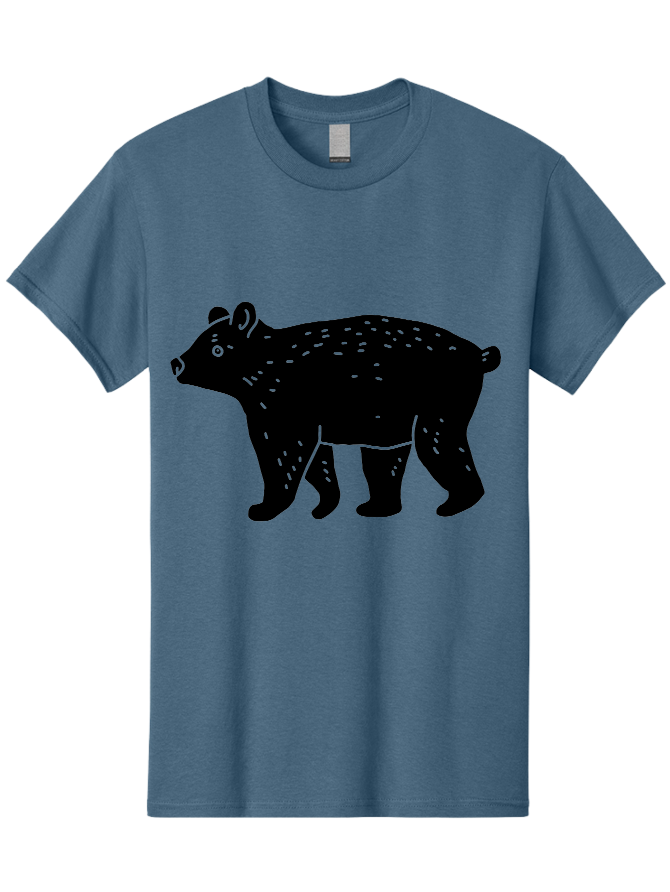 Bear Men'S Graphic Tee, 100% Cotton, Comfortable Casual Summer Wear, Machine Washable, Black Bear, Wildlife Animal, Forest Creature, Wild Beast, Mammal, Illustration, Simple Design, Minimalist Art - Aaa581