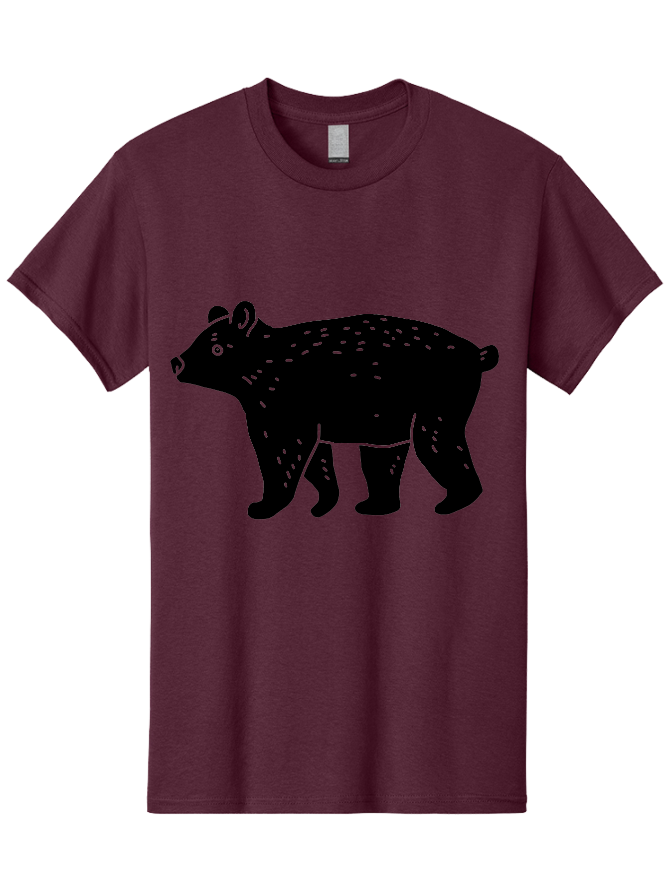 Bear Men'S Graphic Tee, 100% Cotton, Comfortable Casual Summer Wear, Machine Washable, Black Bear, Wildlife Animal, Forest Creature, Wild Beast, Mammal, Illustration, Simple Design, Minimalist Art - Aaa581