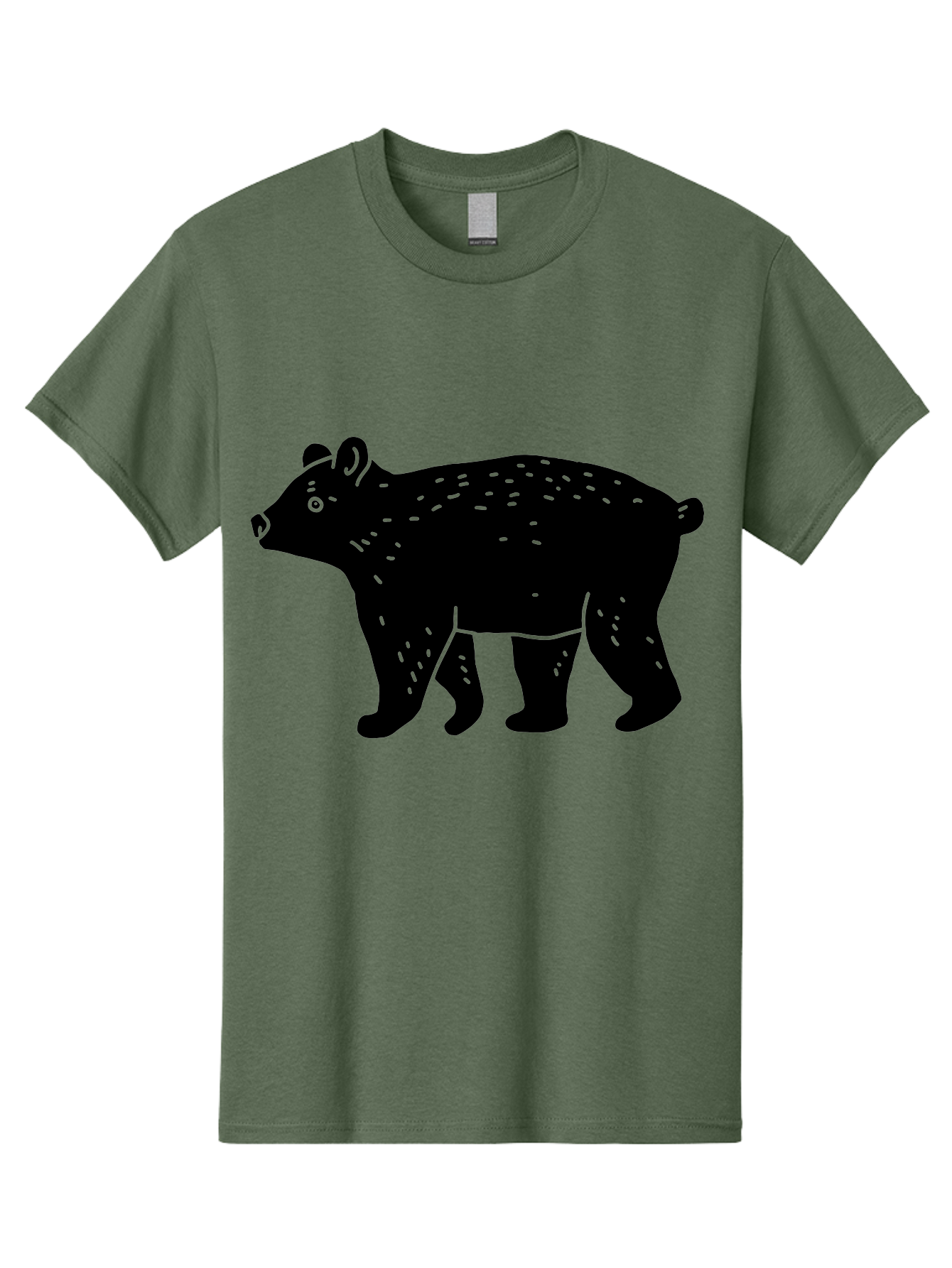 Bear Men'S Graphic Tee, 100% Cotton, Comfortable Casual Summer Wear, Machine Washable, Black Bear, Wildlife Animal, Forest Creature, Wild Beast, Mammal, Illustration, Simple Design, Minimalist Art - Aaa581