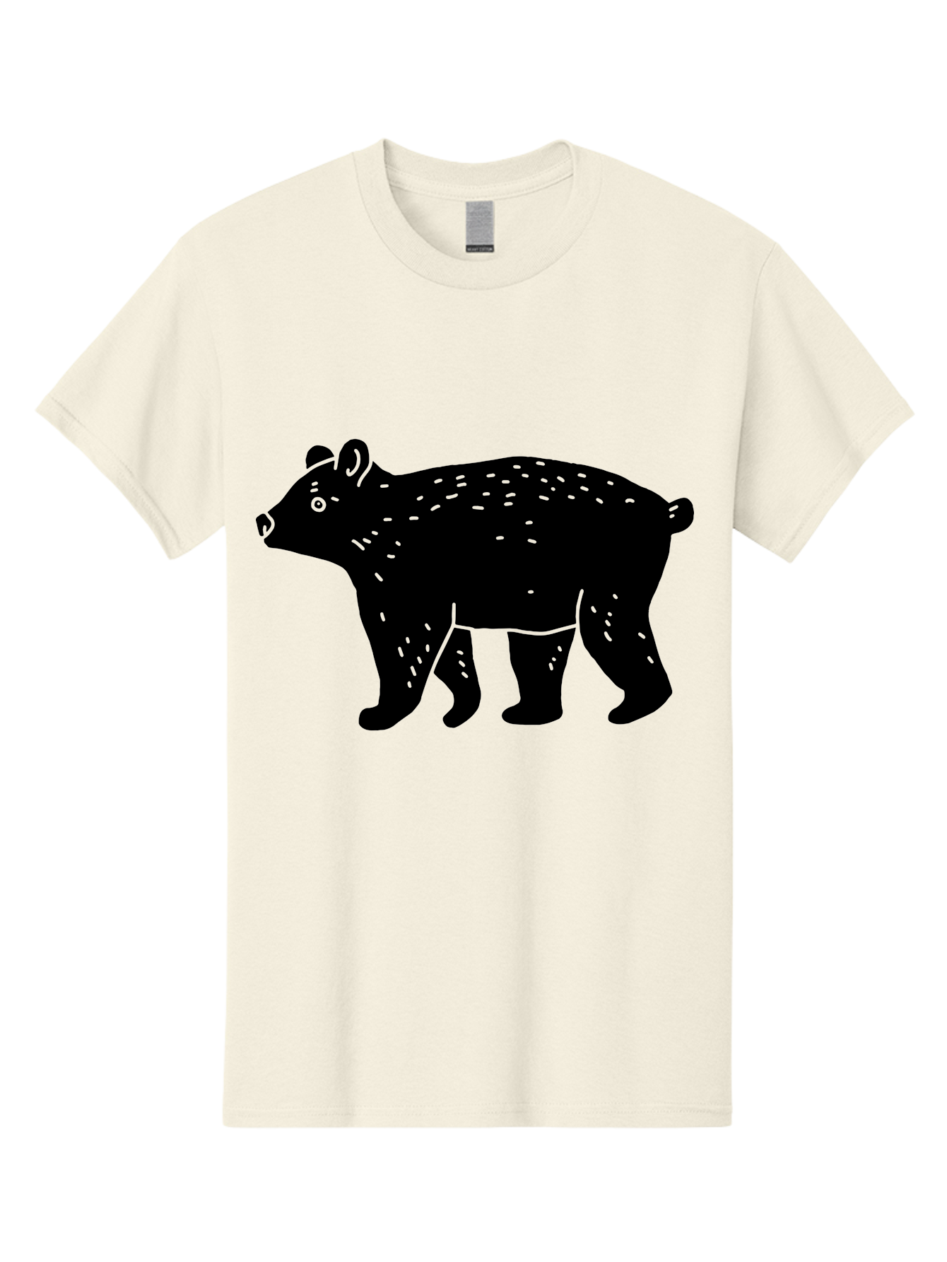Bear Men'S Graphic Tee, 100% Cotton, Comfortable Casual Summer Wear, Machine Washable, Black Bear, Wildlife Animal, Forest Creature, Wild Beast, Mammal, Illustration, Simple Design, Minimalist Art - Aaa581