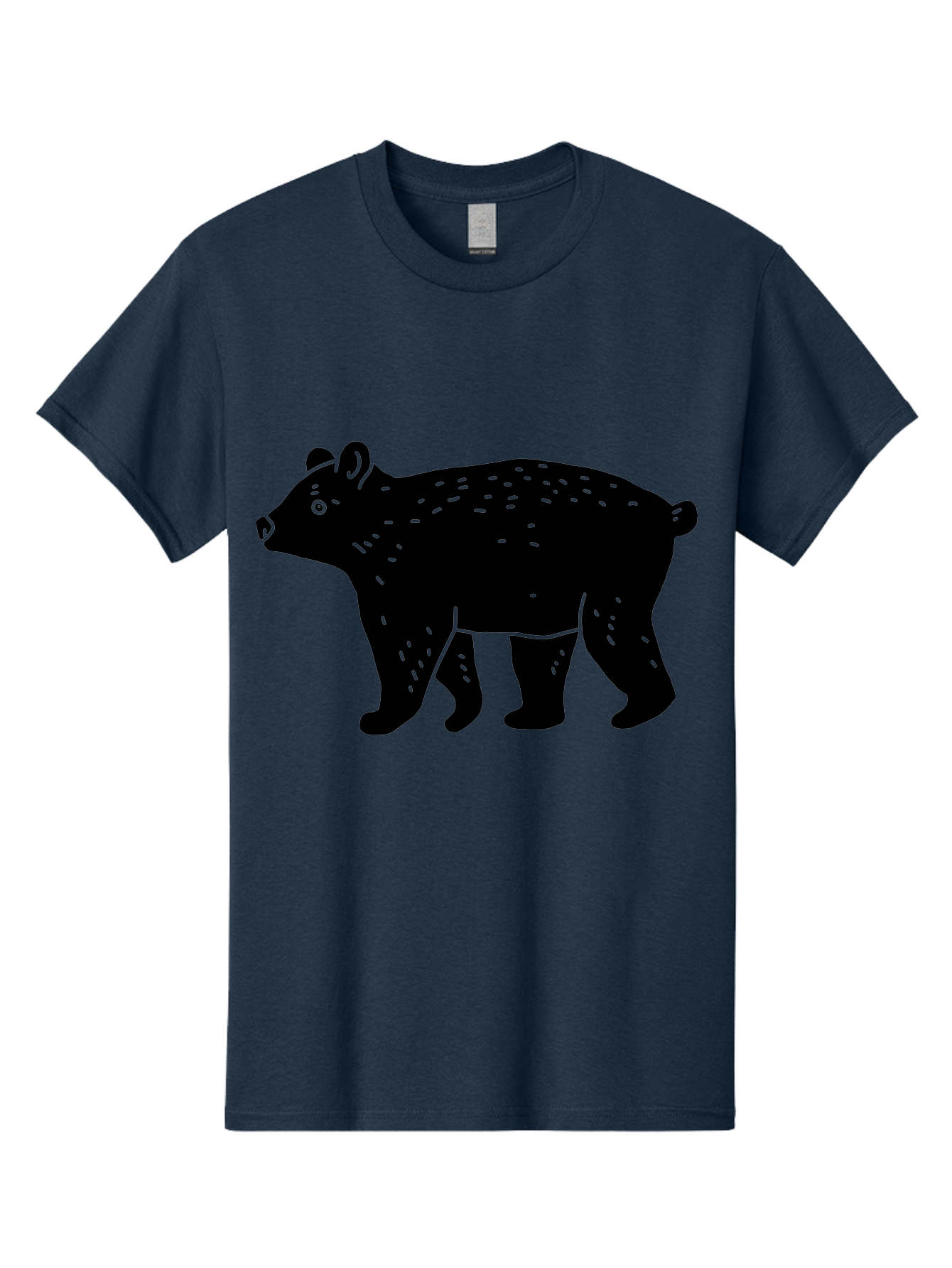 Bear Men'S Graphic Tee, 100% Cotton, Comfortable Casual Summer Wear, Machine Washable, Black Bear, Wildlife Animal, Forest Creature, Wild Beast, Mammal, Illustration, Simple Design, Minimalist Art - Aaa581