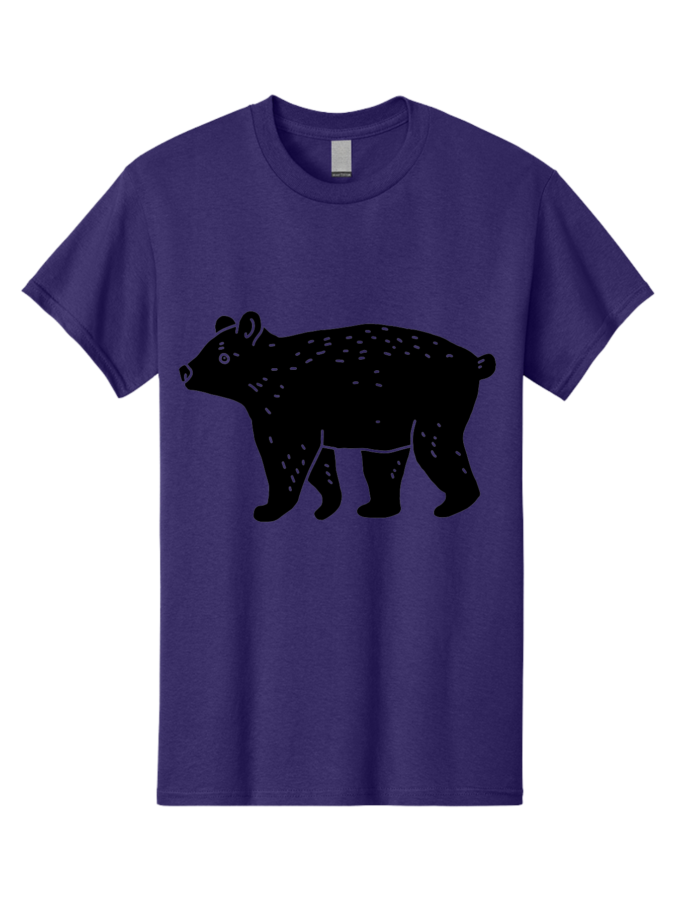 Bear Men'S Graphic Tee, 100% Cotton, Comfortable Casual Summer Wear, Machine Washable, Black Bear, Wildlife Animal, Forest Creature, Wild Beast, Mammal, Illustration, Simple Design, Minimalist Art - Aaa581