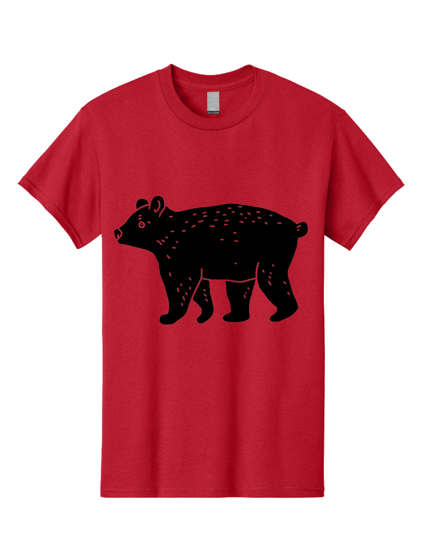 Bear Men'S Graphic Tee, 100% Cotton, Comfortable Casual Summer Wear, Machine Washable, Black Bear, Wildlife Animal, Forest Creature, Wild Beast, Mammal, Illustration, Simple Design, Minimalist Art - Aaa581