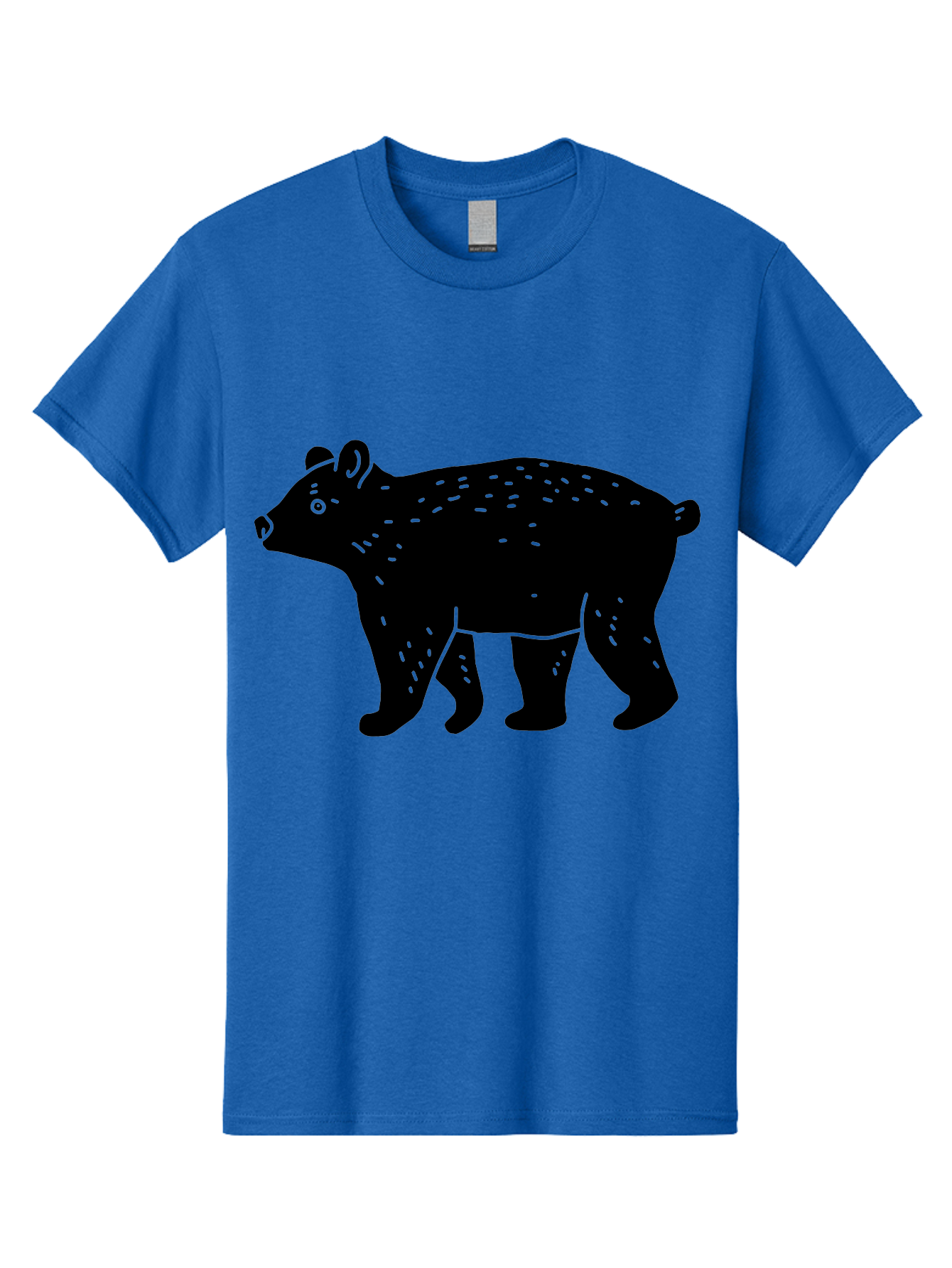 Bear Men'S Graphic Tee, 100% Cotton, Comfortable Casual Summer Wear, Machine Washable, Black Bear, Wildlife Animal, Forest Creature, Wild Beast, Mammal, Illustration, Simple Design, Minimalist Art - Aaa581