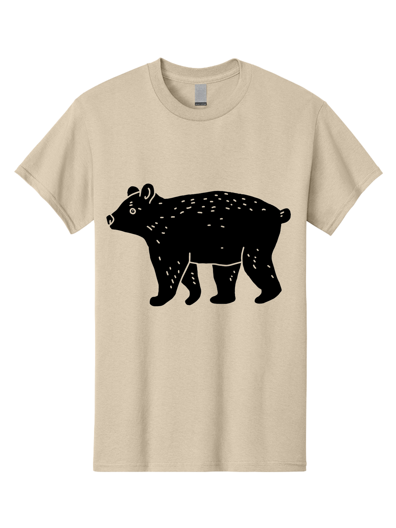 Bear Men'S Graphic Tee, 100% Cotton, Comfortable Casual Summer Wear, Machine Washable, Black Bear, Wildlife Animal, Forest Creature, Wild Beast, Mammal, Illustration, Simple Design, Minimalist Art - Aaa581