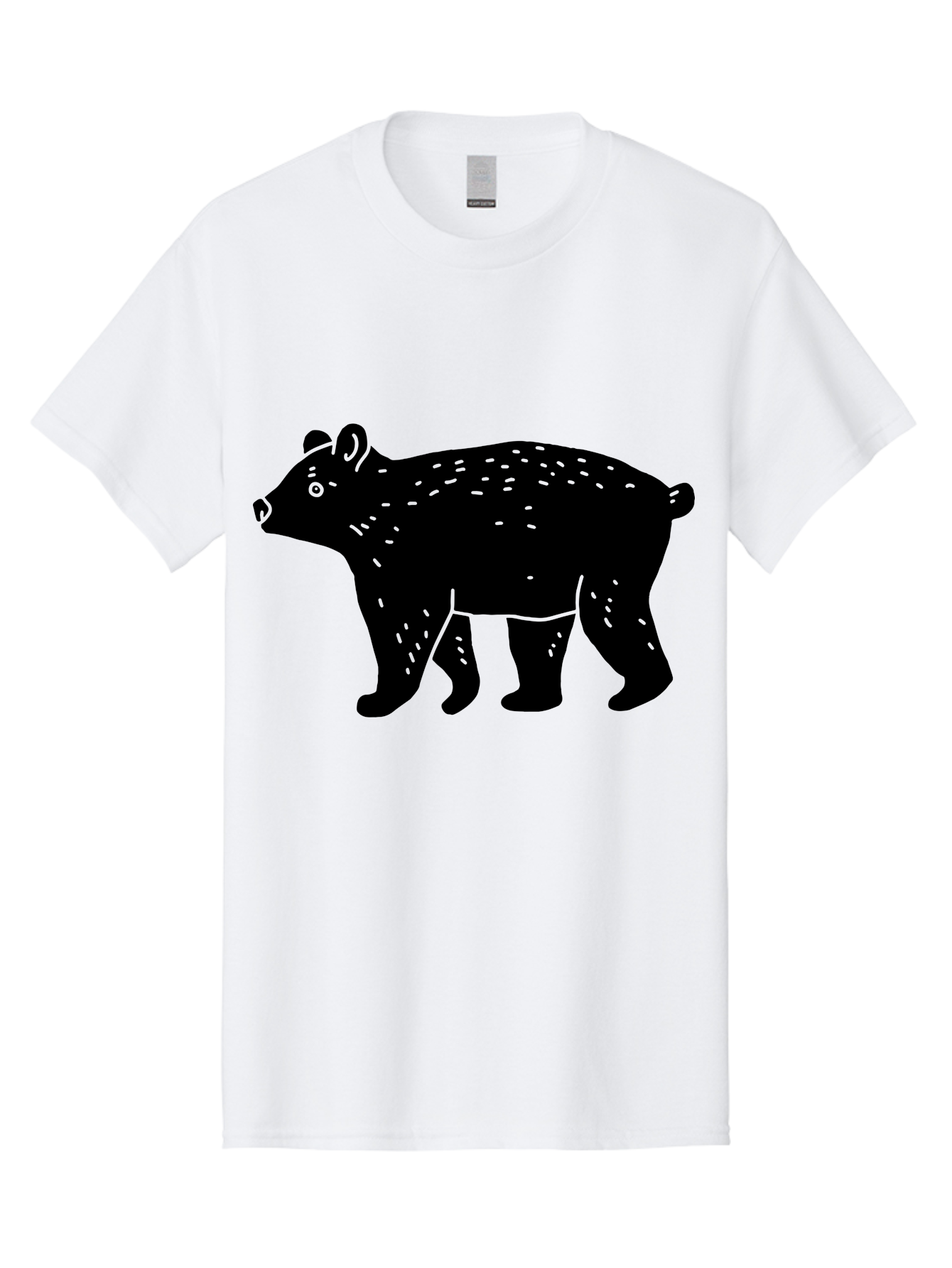Bear Men'S Graphic Tee, 100% Cotton, Comfortable Casual Summer Wear, Machine Washable, Black Bear, Wildlife Animal, Forest Creature, Wild Beast, Mammal, Illustration, Simple Design, Minimalist Art - Aaa581