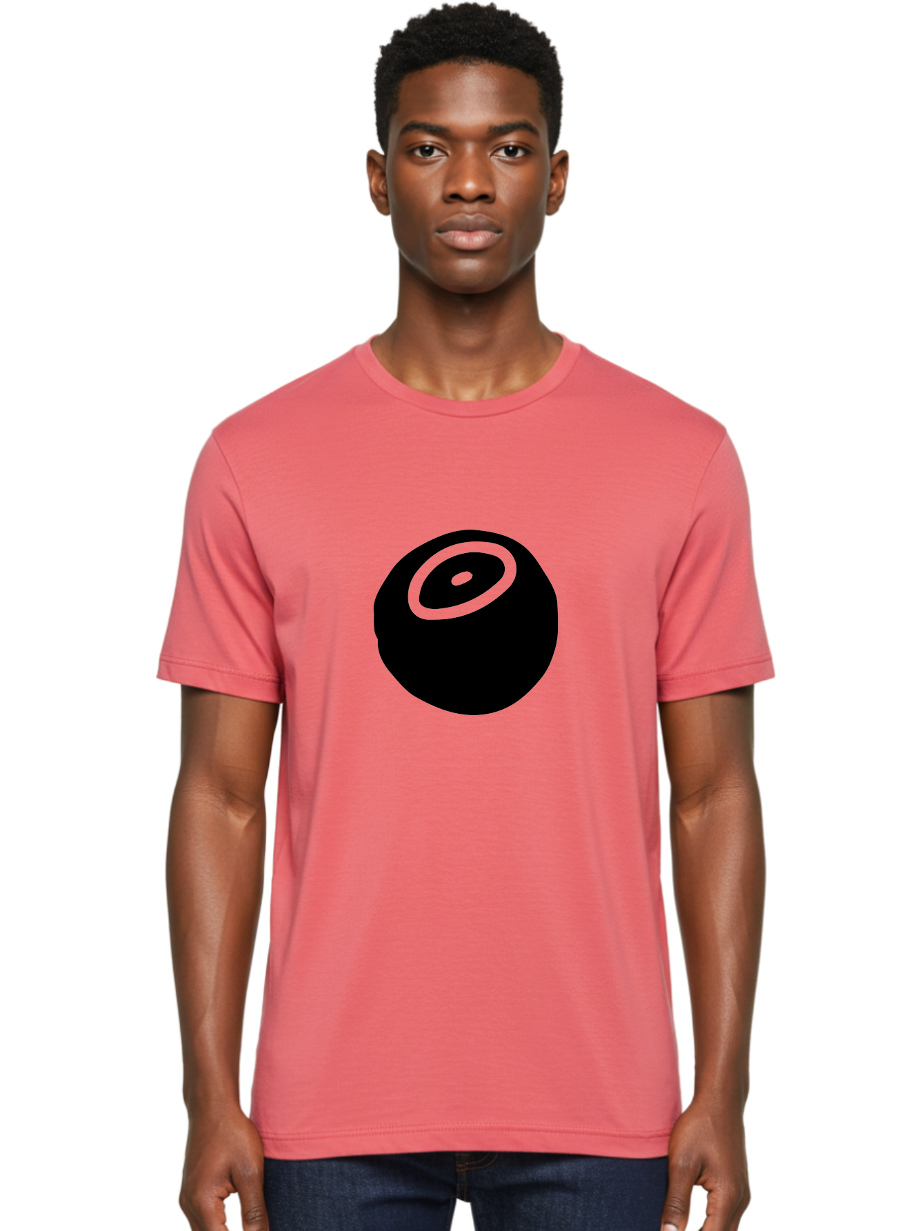 Black-Circle Men'S Graphic Tee, 100% Cotton, Comfortable Casual Summer Wear, Machine Washable, Stylized Black Circle, Neon Green Accents, Abstract Design, Simple Shapes, Modern Art, Contemporary Graphics, Minimalist Style - Aaa582