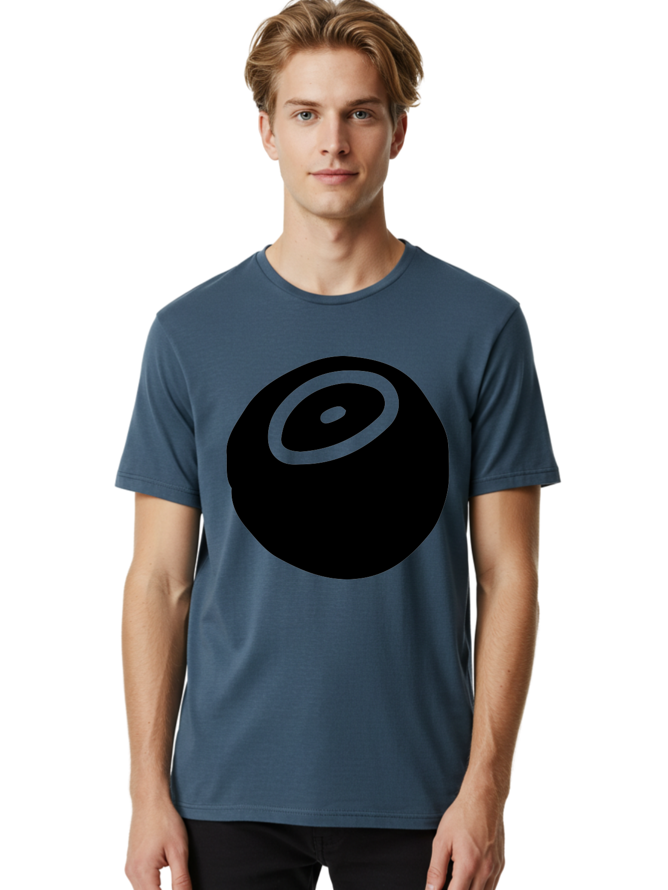 Black-Circle Men'S Graphic Tee, 100% Cotton, Comfortable Casual Summer Wear, Machine Washable, Stylized Black Circle, Neon Green Accents, Abstract Design, Simple Shapes, Modern Art, Contemporary Graphics, Minimalist Style - Aaa582