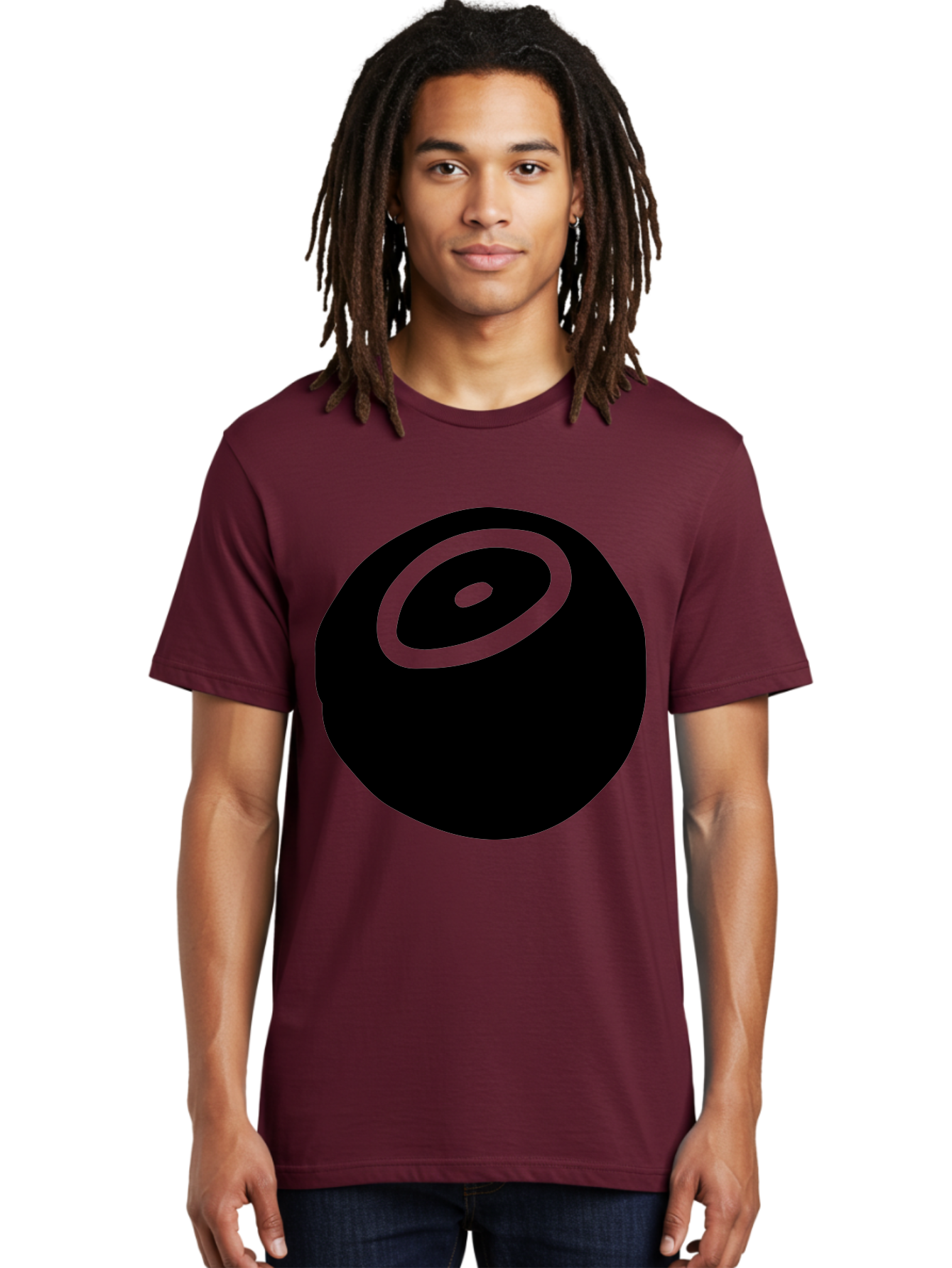 Black-Circle Men'S Graphic Tee, 100% Cotton, Comfortable Casual Summer Wear, Machine Washable, Stylized Black Circle, Neon Green Accents, Abstract Design, Simple Shapes, Modern Art, Contemporary Graphics, Minimalist Style - Aaa582