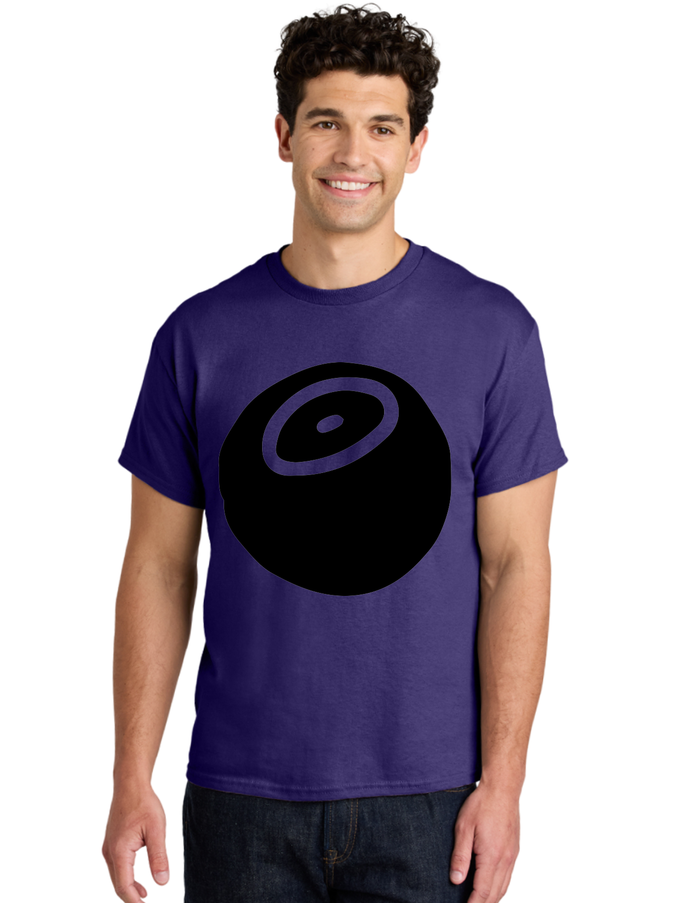 Black-Circle Men'S Graphic Tee, 100% Cotton, Comfortable Casual Summer Wear, Machine Washable, Stylized Black Circle, Neon Green Accents, Abstract Design, Simple Shapes, Modern Art, Contemporary Graphics, Minimalist Style - Aaa582