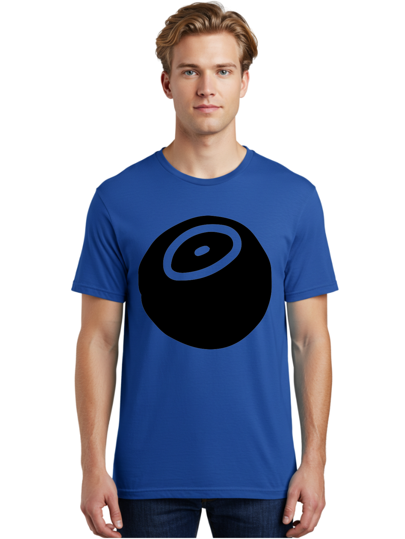 Black-Circle Men'S Graphic Tee, 100% Cotton, Comfortable Casual Summer Wear, Machine Washable, Stylized Black Circle, Neon Green Accents, Abstract Design, Simple Shapes, Modern Art, Contemporary Graphics, Minimalist Style - Aaa582