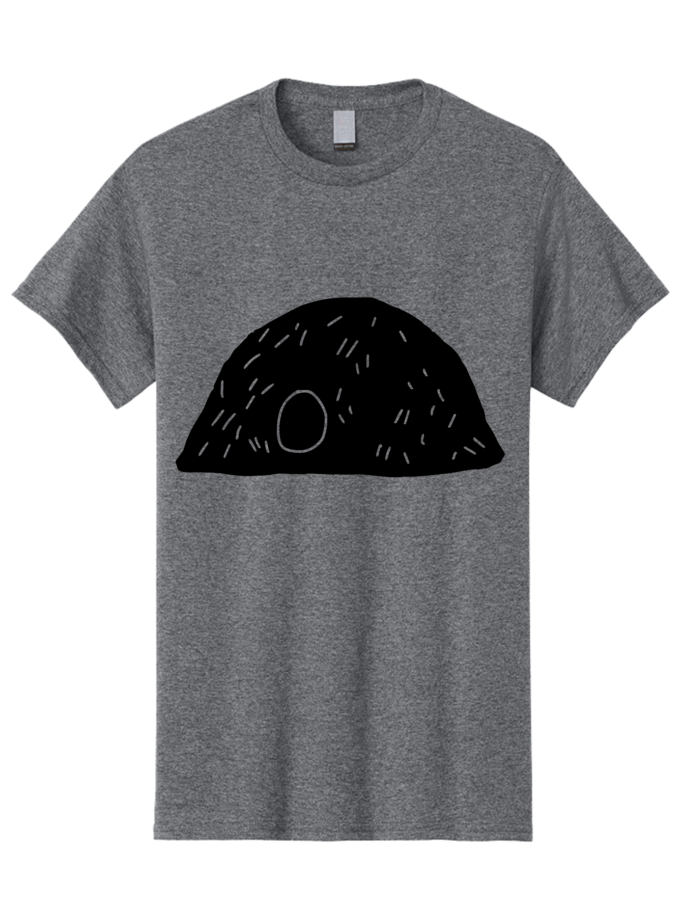 Black-Mushroom Men'S Graphic Tee, 100% Cotton, Comfortable Casual Summer Wear, Machine Washable, Black Dome Shape, Green Neon Lines, Abstract Art, Futuristic Design, Modern Graphic, Minimalist Style, Simple Shapes, Neon Accents - Aaa584