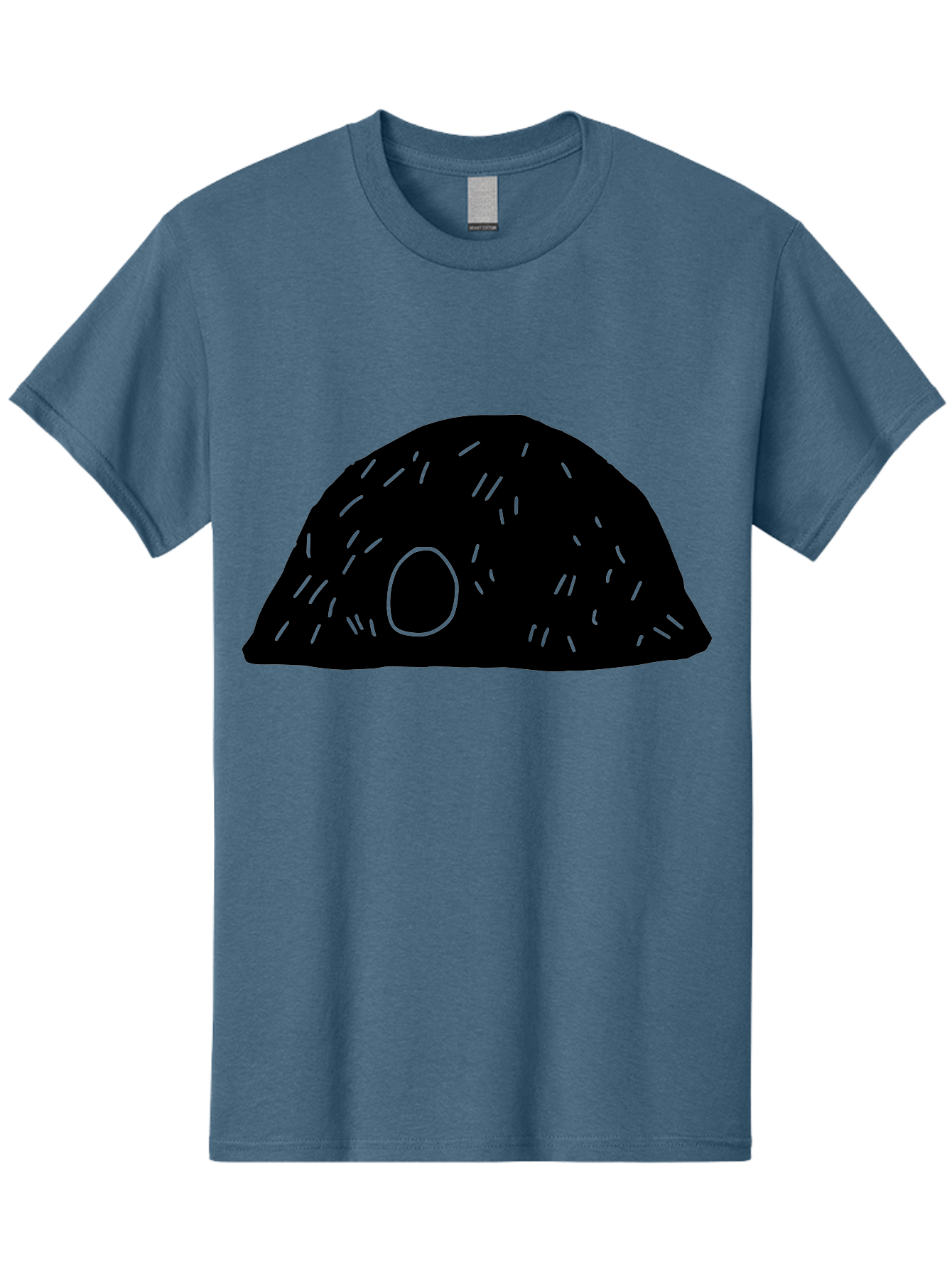 Black-Mushroom Men'S Graphic Tee, 100% Cotton, Comfortable Casual Summer Wear, Machine Washable, Black Dome Shape, Green Neon Lines, Abstract Art, Futuristic Design, Modern Graphic, Minimalist Style, Simple Shapes, Neon Accents - Aaa584