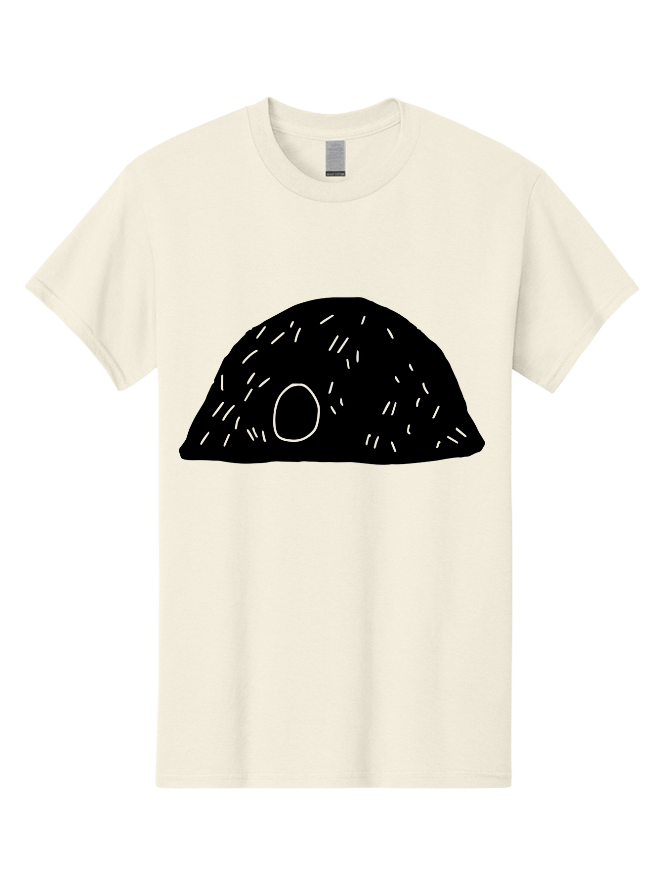 Black-Mushroom Men'S Graphic Tee, 100% Cotton, Comfortable Casual Summer Wear, Machine Washable, Black Dome Shape, Green Neon Lines, Abstract Art, Futuristic Design, Modern Graphic, Minimalist Style, Simple Shapes, Neon Accents - Aaa584