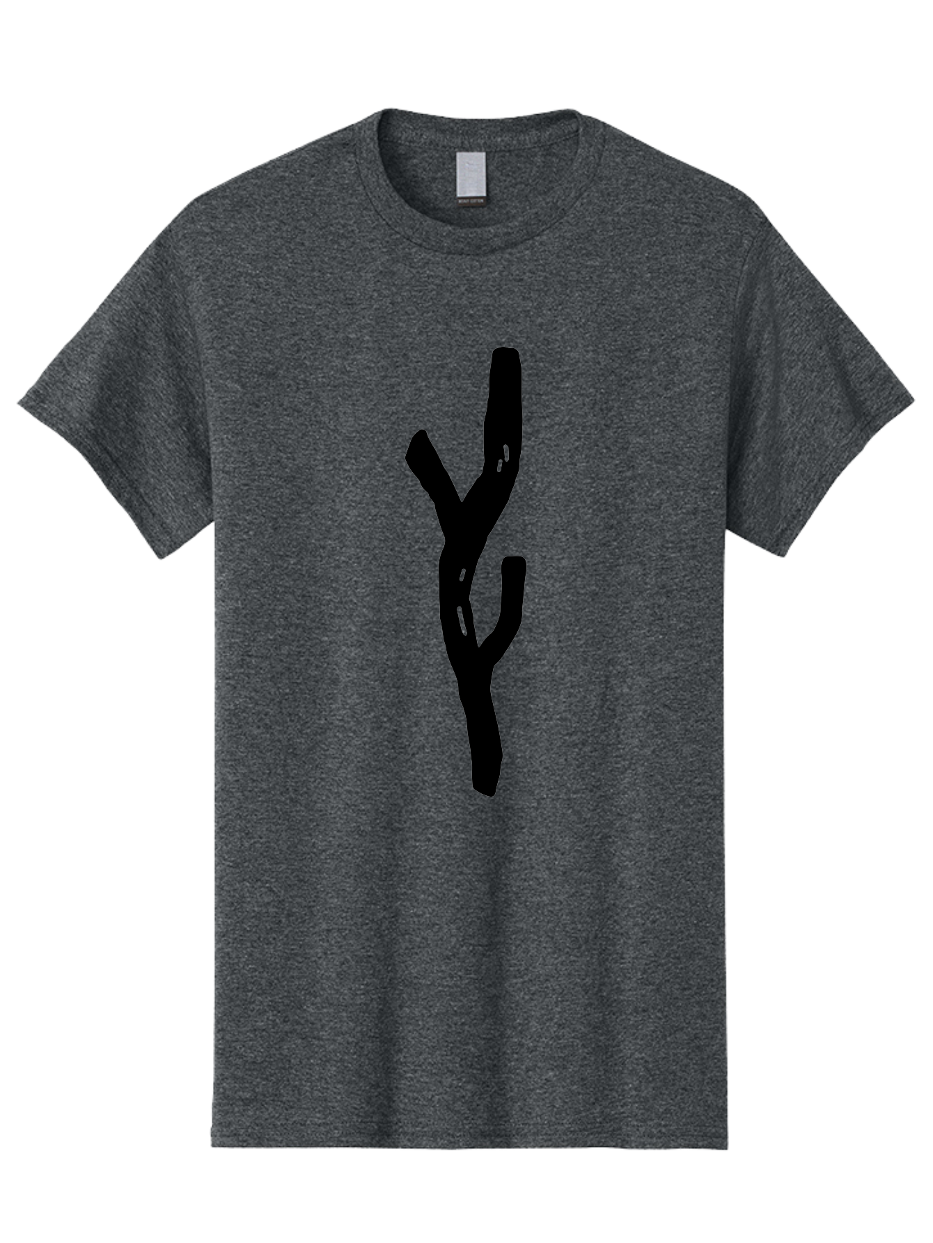 Black-Tree-Branches Men'S Graphic Tee, 100% Cotton, Comfortable Casual Summer Wear, Machine Washable, Pitchfork, Farm Equipment, Agricultural Tools, Rustic Icon, Black Silhouette, Folk Art, Country Style, Simple Design - Aaa585
