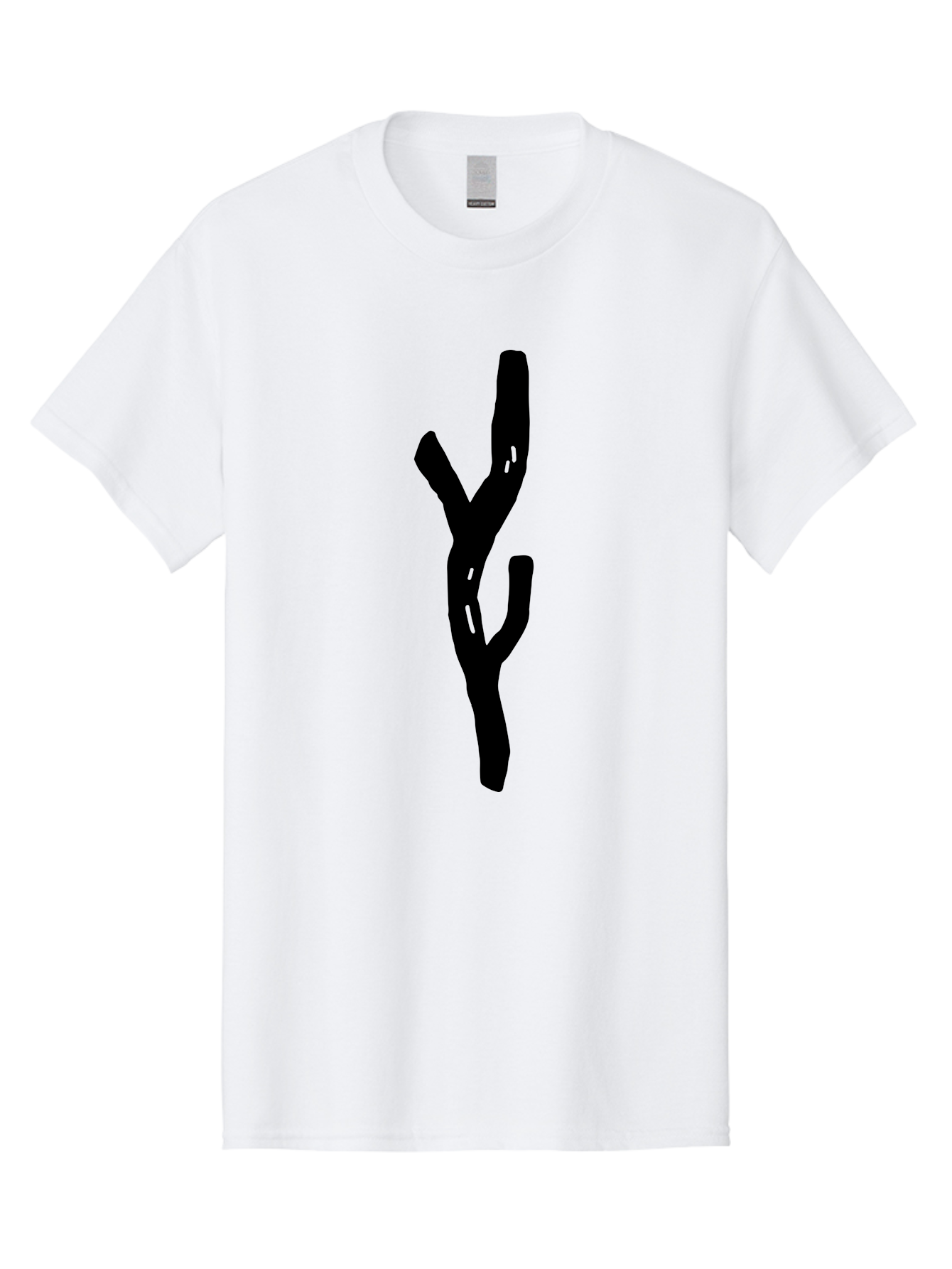 Black-Tree-Branches Men'S Graphic Tee, 100% Cotton, Comfortable Casual Summer Wear, Machine Washable, Pitchfork, Farm Equipment, Agricultural Tools, Rustic Icon, Black Silhouette, Folk Art, Country Style, Simple Design - Aaa585