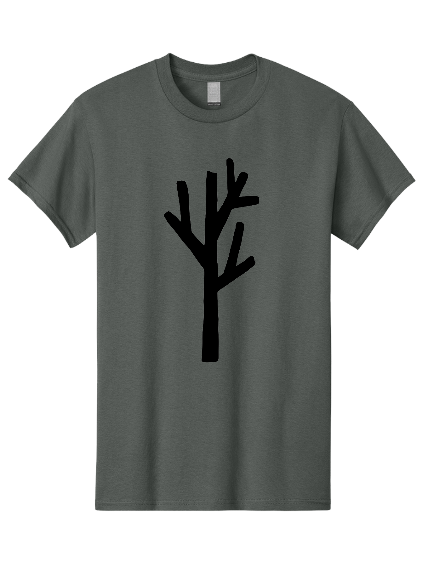 Black-Tree Men'S Graphic Tee, 100% Cotton, Comfortable Casual Summer Wear, Machine Washable, Tree Silhouette, Simple Illustration, Minimalist Design, Black Tree, Bare Branches, Abstract Art, Modern Graphic - Aaa586