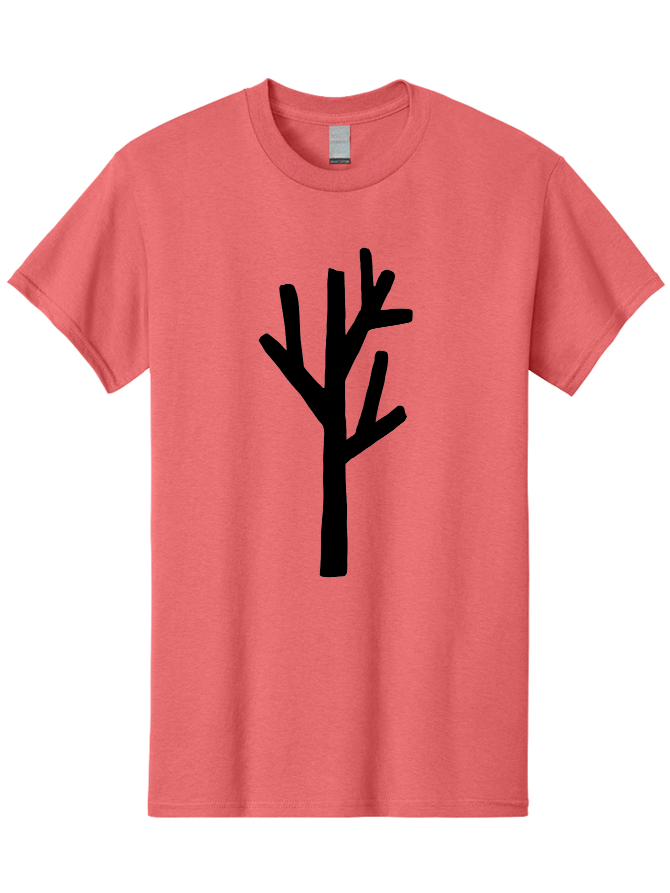 Black-Tree Men'S Graphic Tee, 100% Cotton, Comfortable Casual Summer Wear, Machine Washable, Tree Silhouette, Simple Illustration, Minimalist Design, Black Tree, Bare Branches, Abstract Art, Modern Graphic - Aaa586