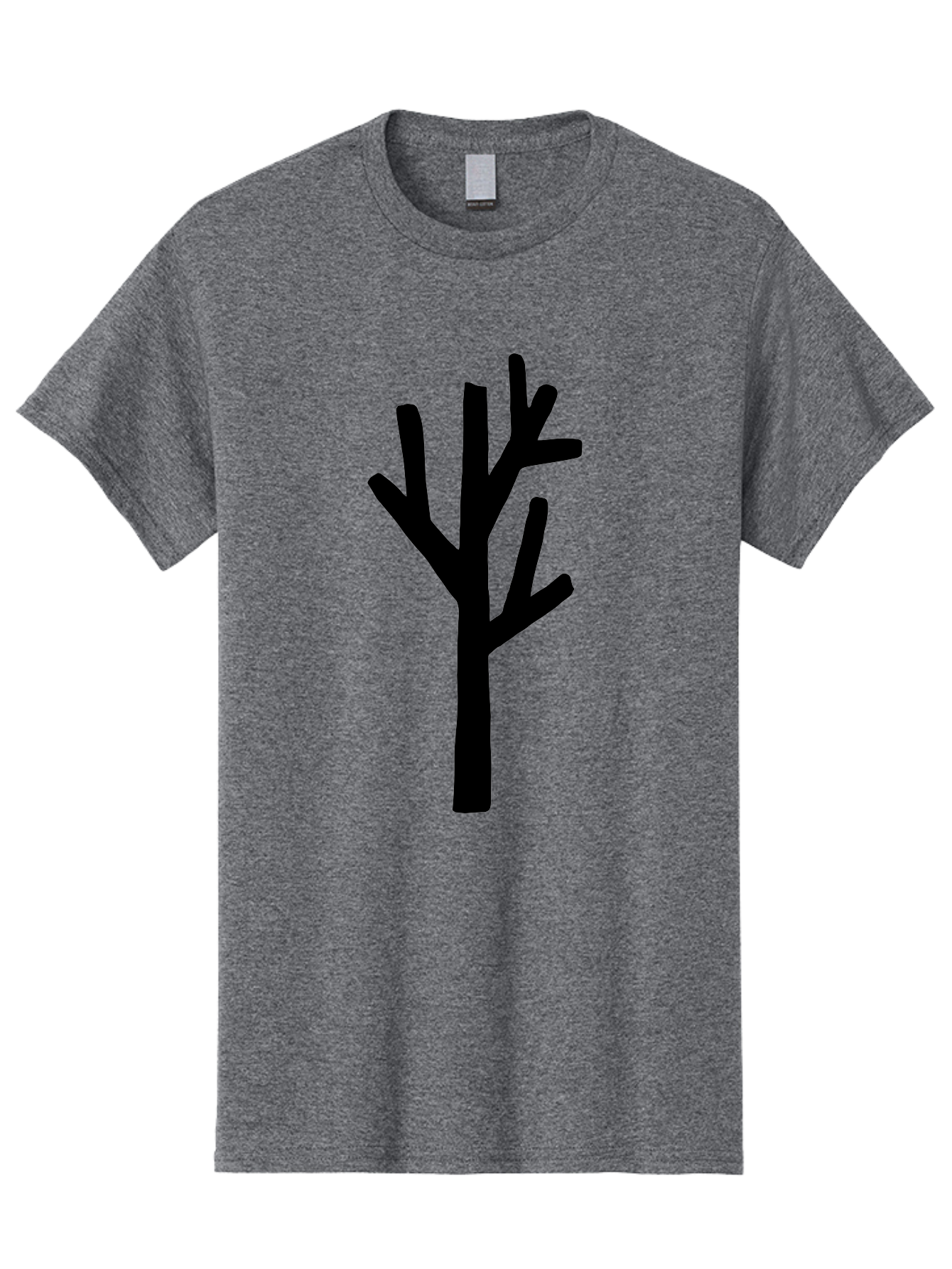 Black-Tree Men'S Graphic Tee, 100% Cotton, Comfortable Casual Summer Wear, Machine Washable, Tree Silhouette, Simple Illustration, Minimalist Design, Black Tree, Bare Branches, Abstract Art, Modern Graphic - Aaa586