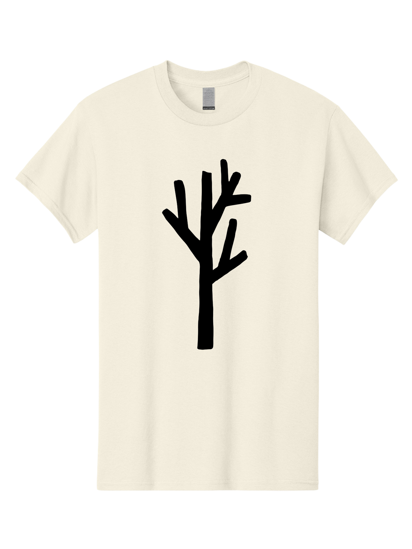 Black-Tree Men'S Graphic Tee, 100% Cotton, Comfortable Casual Summer Wear, Machine Washable, Tree Silhouette, Simple Illustration, Minimalist Design, Black Tree, Bare Branches, Abstract Art, Modern Graphic - Aaa586