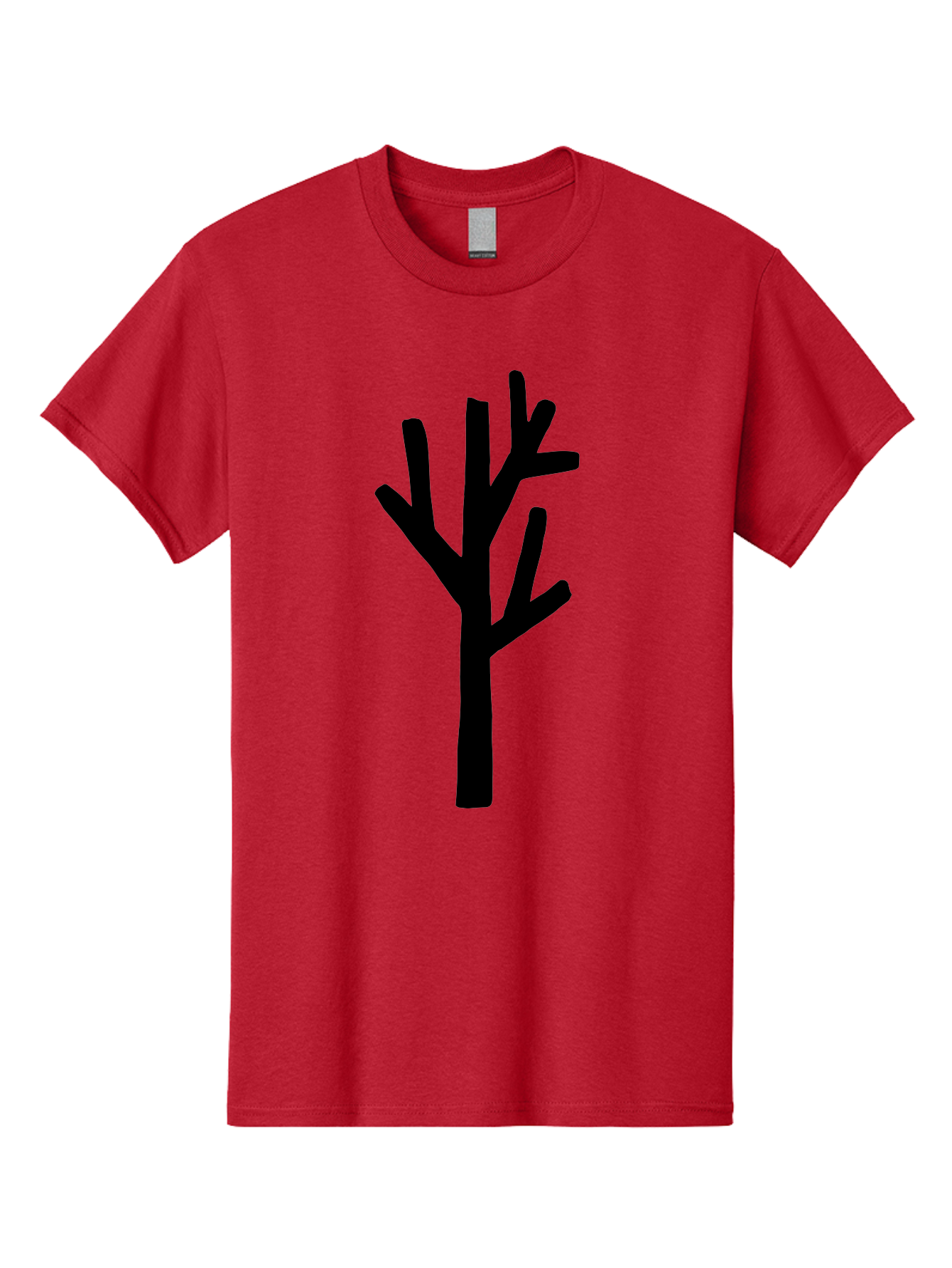 Black-Tree Men'S Graphic Tee, 100% Cotton, Comfortable Casual Summer Wear, Machine Washable, Tree Silhouette, Simple Illustration, Minimalist Design, Black Tree, Bare Branches, Abstract Art, Modern Graphic - Aaa586