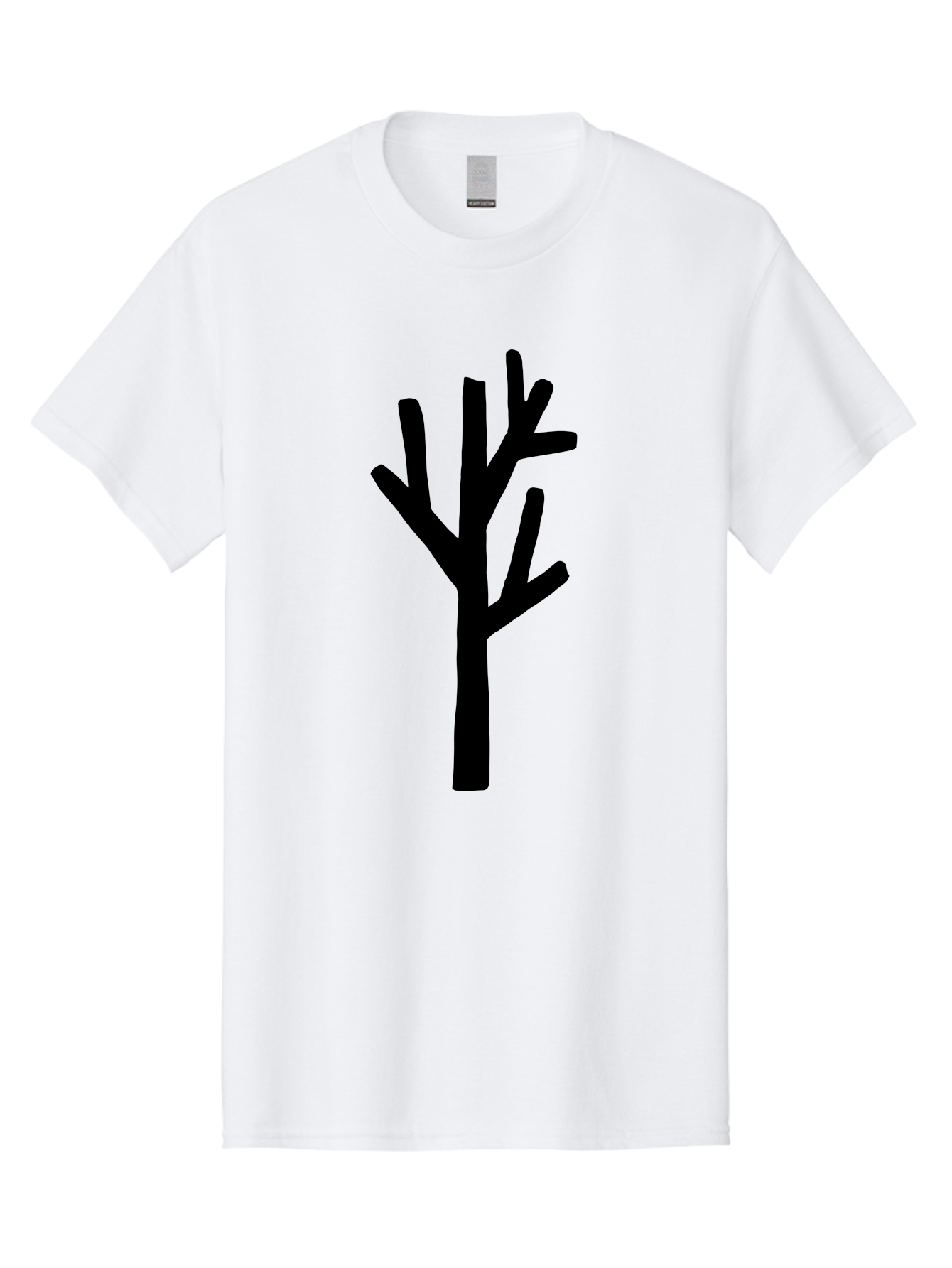 Black-Tree Men'S Graphic Tee, 100% Cotton, Comfortable Casual Summer Wear, Machine Washable, Tree Silhouette, Simple Illustration, Minimalist Design, Black Tree, Bare Branches, Abstract Art, Modern Graphic - Aaa586