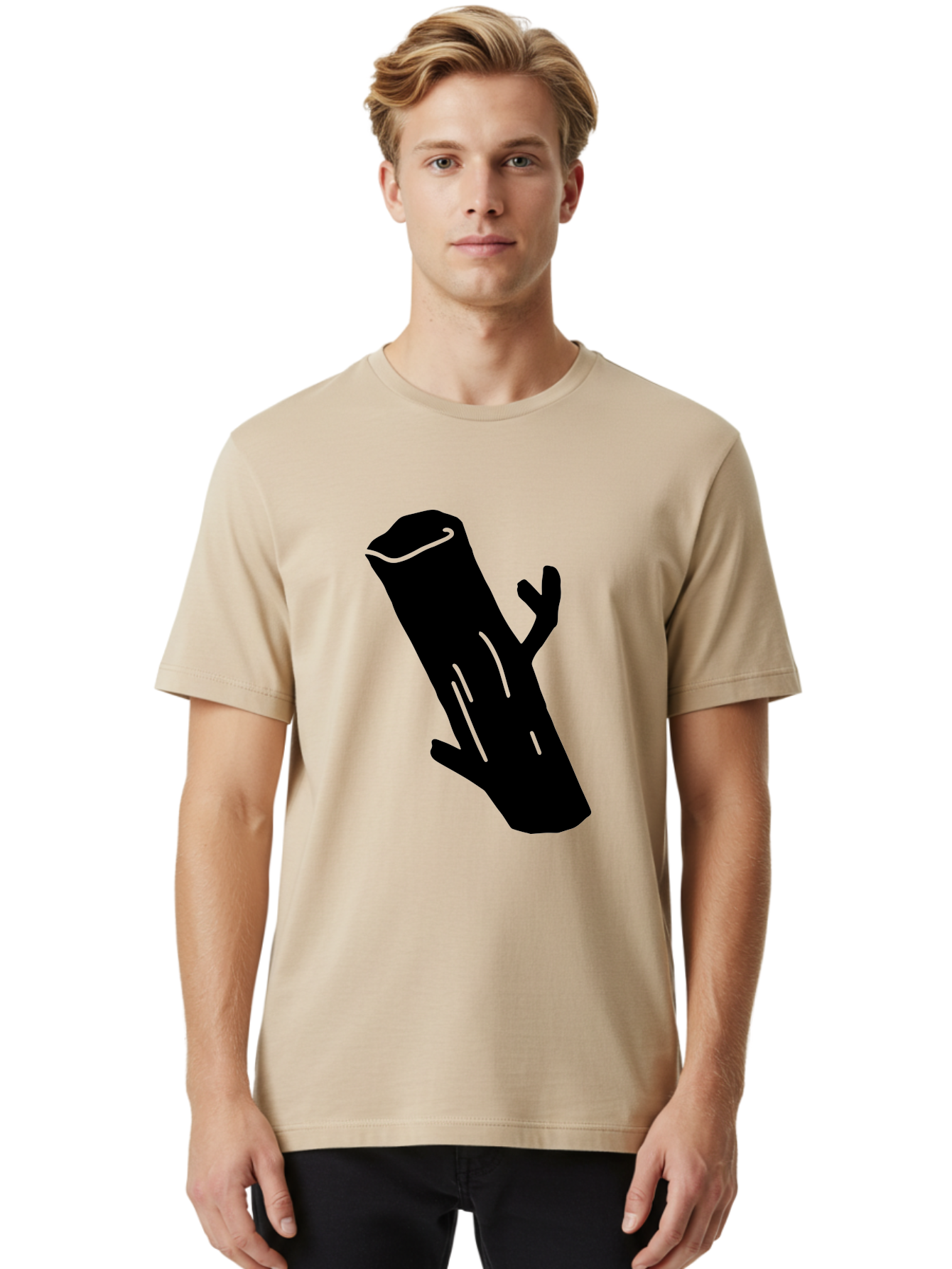 Cigar Men'S Graphic Tee, 100% Cotton, Comfortable Casual Summer Wear, Machine Washable, Tree Stump, Forest Floor, Natural Texture, Wooden Log, Branch Silhouette, Earthy Tones, Forest Scenery, Outdoor Environment - Aaa587