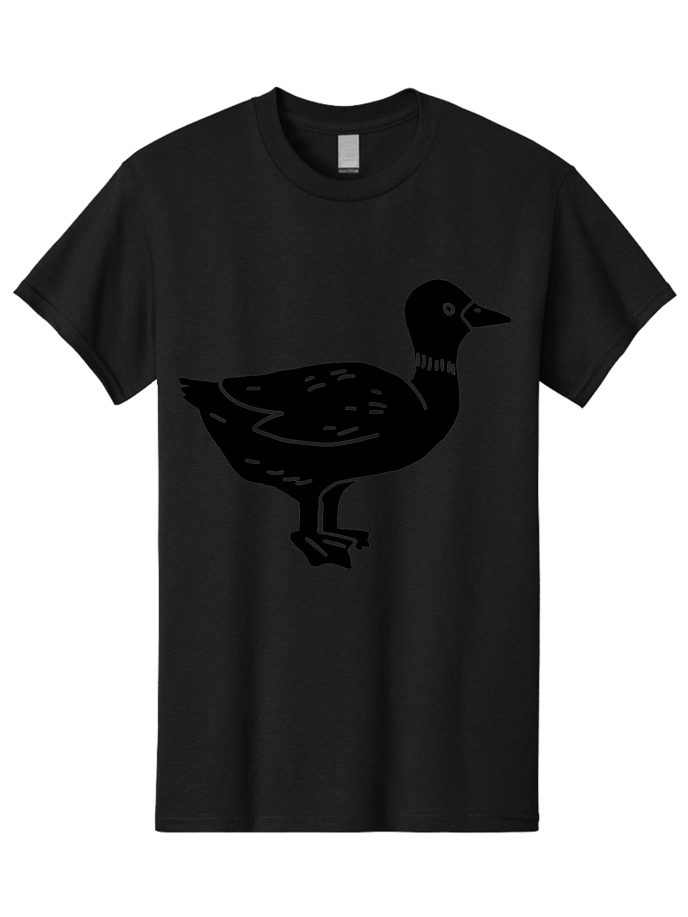 Duck Men'S Graphic Tee, 100% Cotton, Comfortable Casual Summer Wear, Machine Washable, Duck Silhouette, Minimalist Art, Simple Shapes, Bird Illustration, Wildlife Graphic, Vector Art, Black And Green, Modern Design - Aaa588