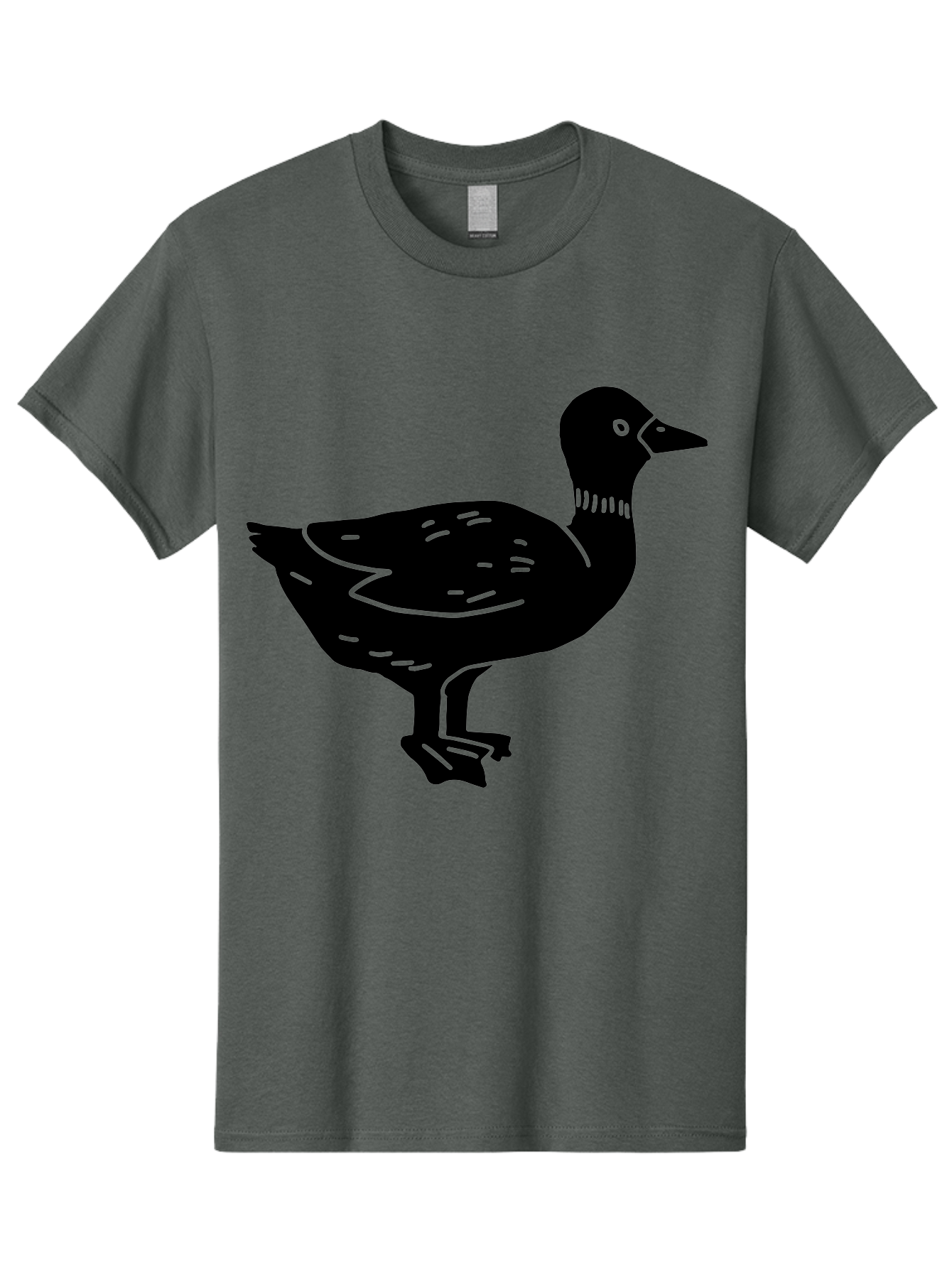 Duck Men'S Graphic Tee, 100% Cotton, Comfortable Casual Summer Wear, Machine Washable, Duck Silhouette, Minimalist Art, Simple Shapes, Bird Illustration, Wildlife Graphic, Vector Art, Black And Green, Modern Design - Aaa588
