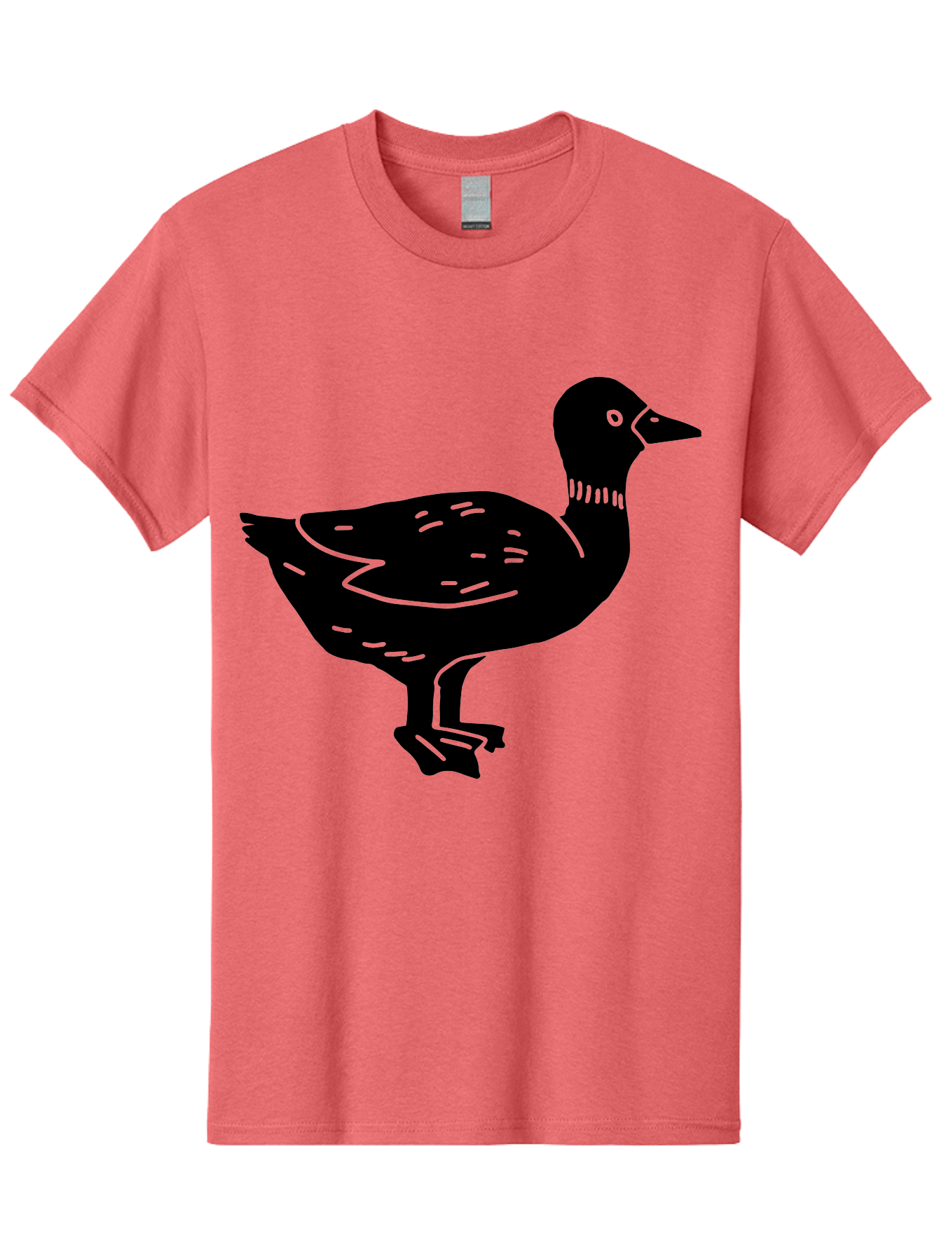 Duck Men'S Graphic Tee, 100% Cotton, Comfortable Casual Summer Wear, Machine Washable, Duck Silhouette, Minimalist Art, Simple Shapes, Bird Illustration, Wildlife Graphic, Vector Art, Black And Green, Modern Design - Aaa588