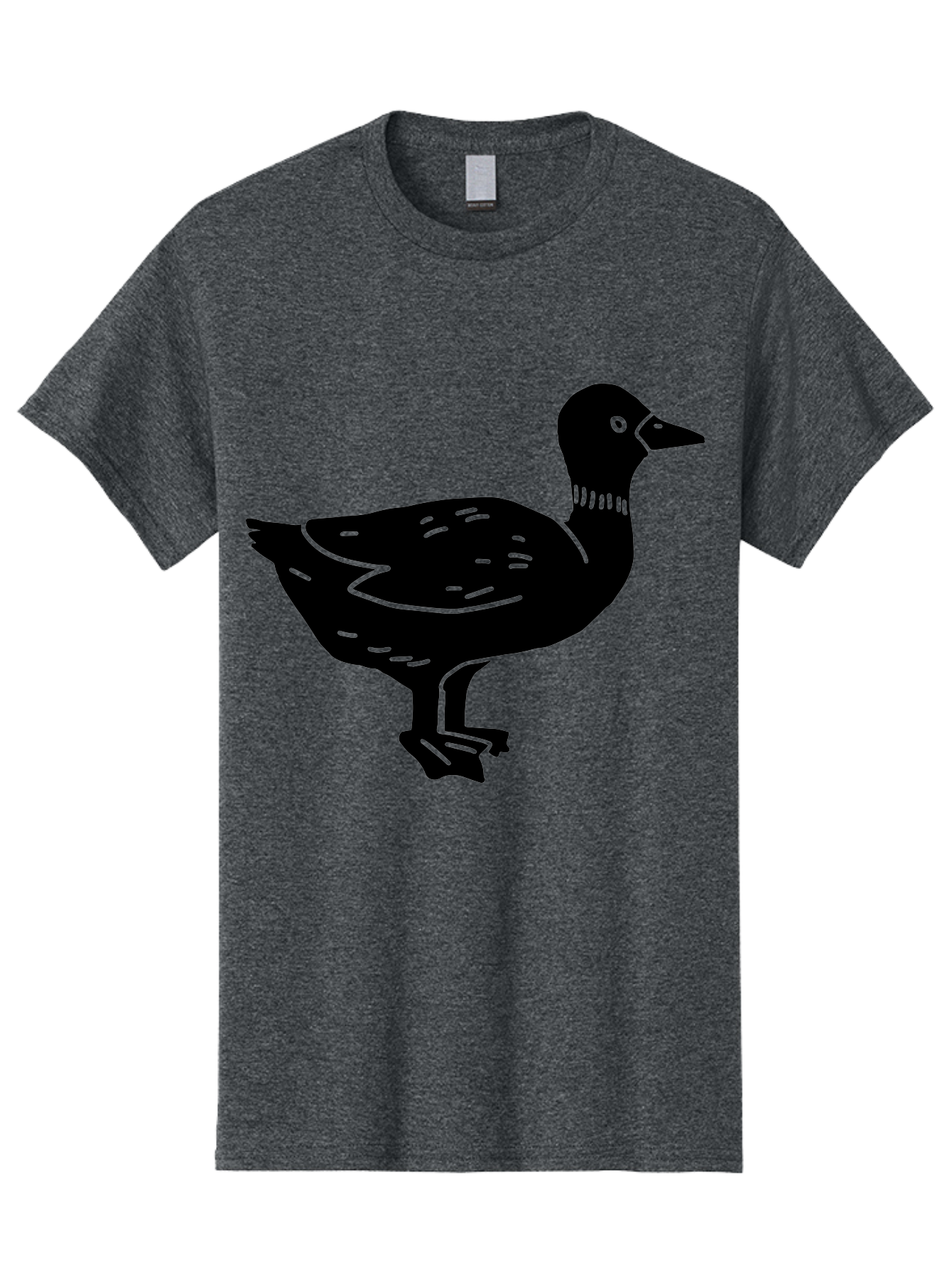 Duck Men'S Graphic Tee, 100% Cotton, Comfortable Casual Summer Wear, Machine Washable, Duck Silhouette, Minimalist Art, Simple Shapes, Bird Illustration, Wildlife Graphic, Vector Art, Black And Green, Modern Design - Aaa588