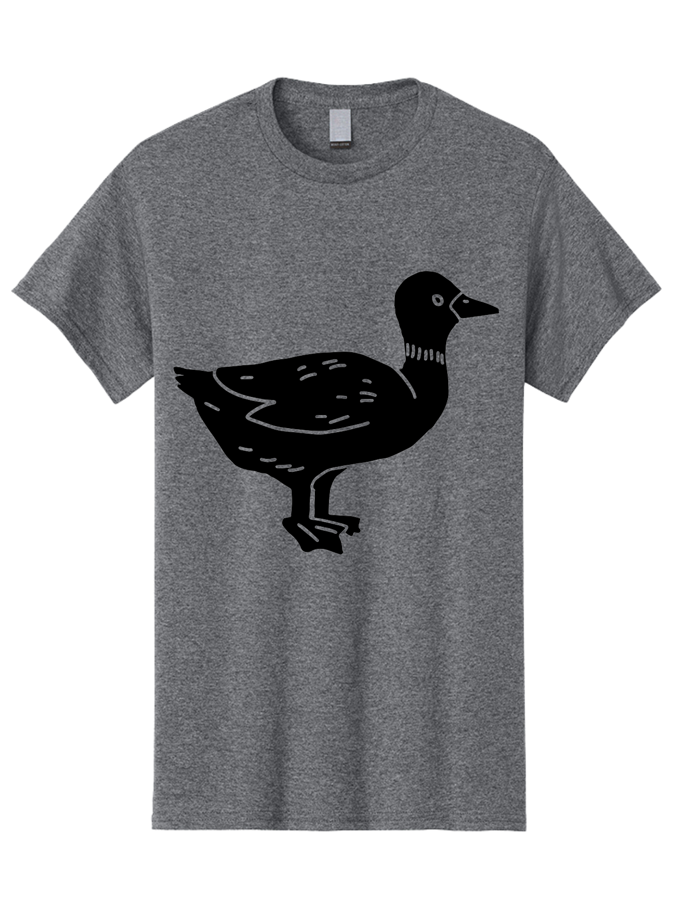 Duck Men'S Graphic Tee, 100% Cotton, Comfortable Casual Summer Wear, Machine Washable, Duck Silhouette, Minimalist Art, Simple Shapes, Bird Illustration, Wildlife Graphic, Vector Art, Black And Green, Modern Design - Aaa588