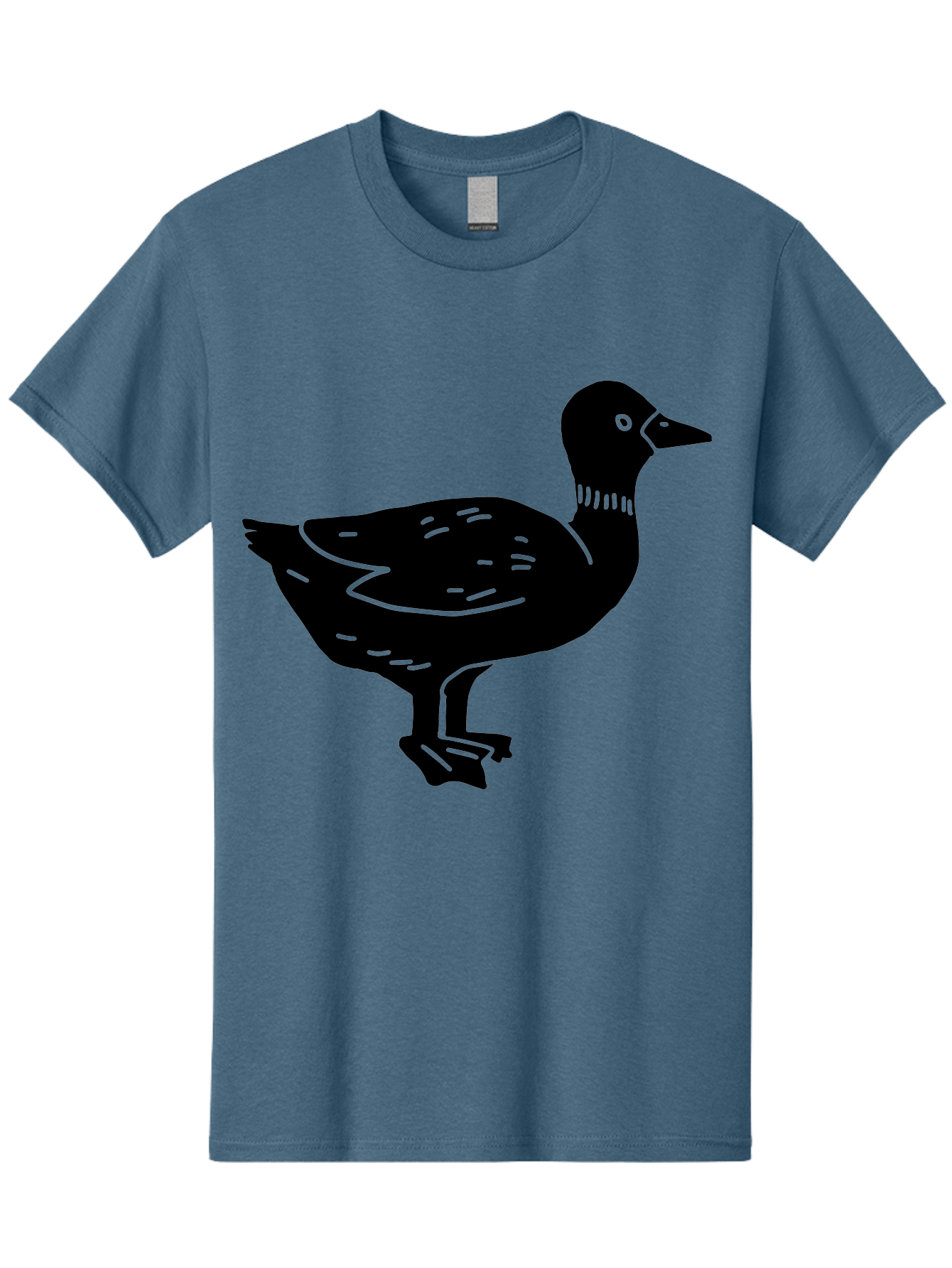 Duck Men'S Graphic Tee, 100% Cotton, Comfortable Casual Summer Wear, Machine Washable, Duck Silhouette, Minimalist Art, Simple Shapes, Bird Illustration, Wildlife Graphic, Vector Art, Black And Green, Modern Design - Aaa588