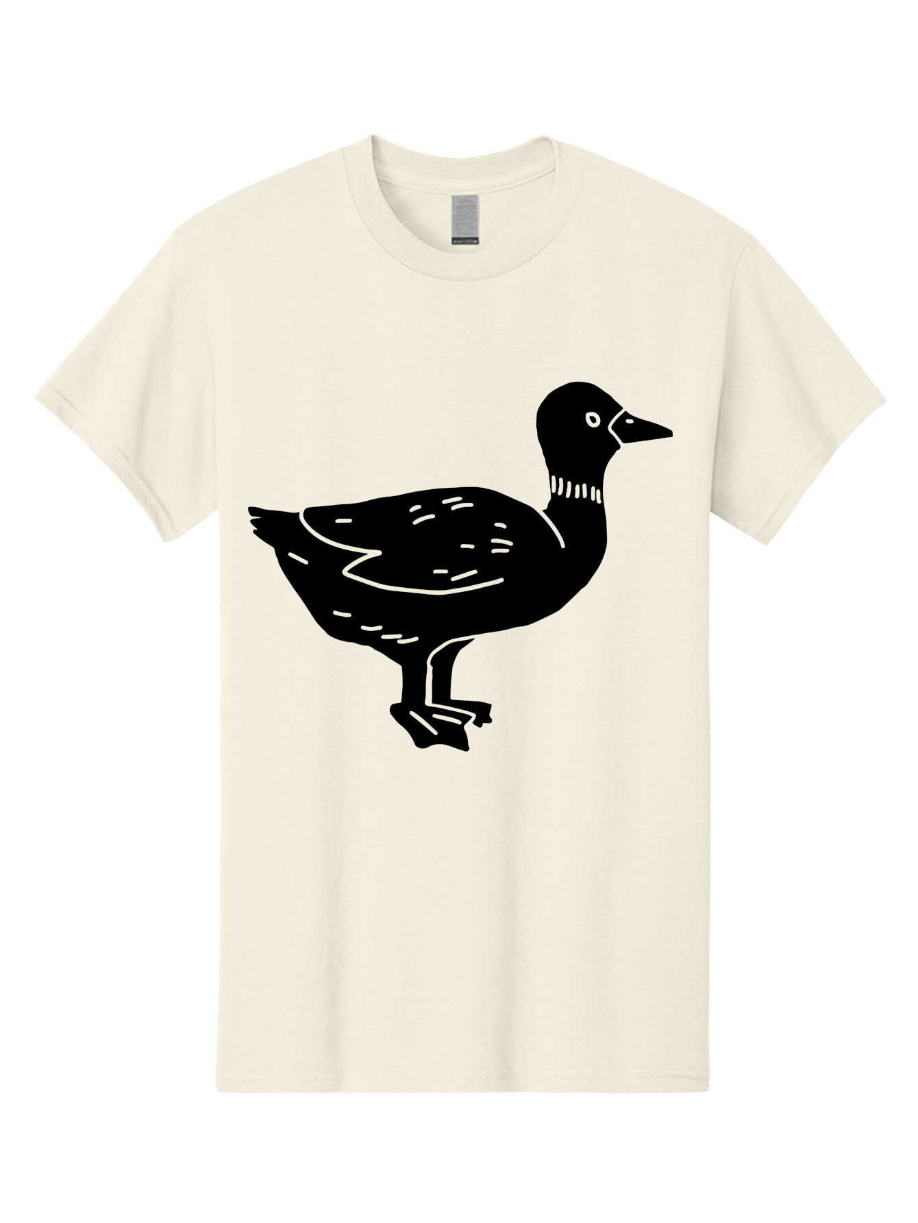 Duck Men'S Graphic Tee, 100% Cotton, Comfortable Casual Summer Wear, Machine Washable, Duck Silhouette, Minimalist Art, Simple Shapes, Bird Illustration, Wildlife Graphic, Vector Art, Black And Green, Modern Design - Aaa588
