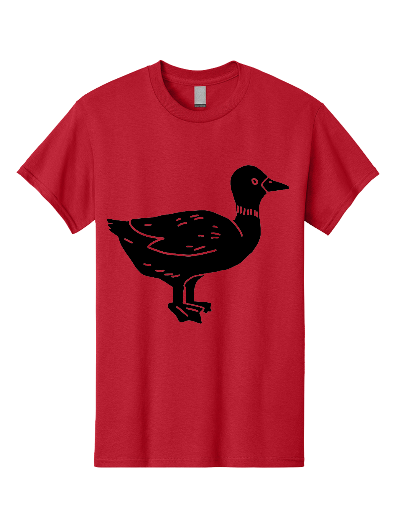 Duck Men'S Graphic Tee, 100% Cotton, Comfortable Casual Summer Wear, Machine Washable, Duck Silhouette, Minimalist Art, Simple Shapes, Bird Illustration, Wildlife Graphic, Vector Art, Black And Green, Modern Design - Aaa588